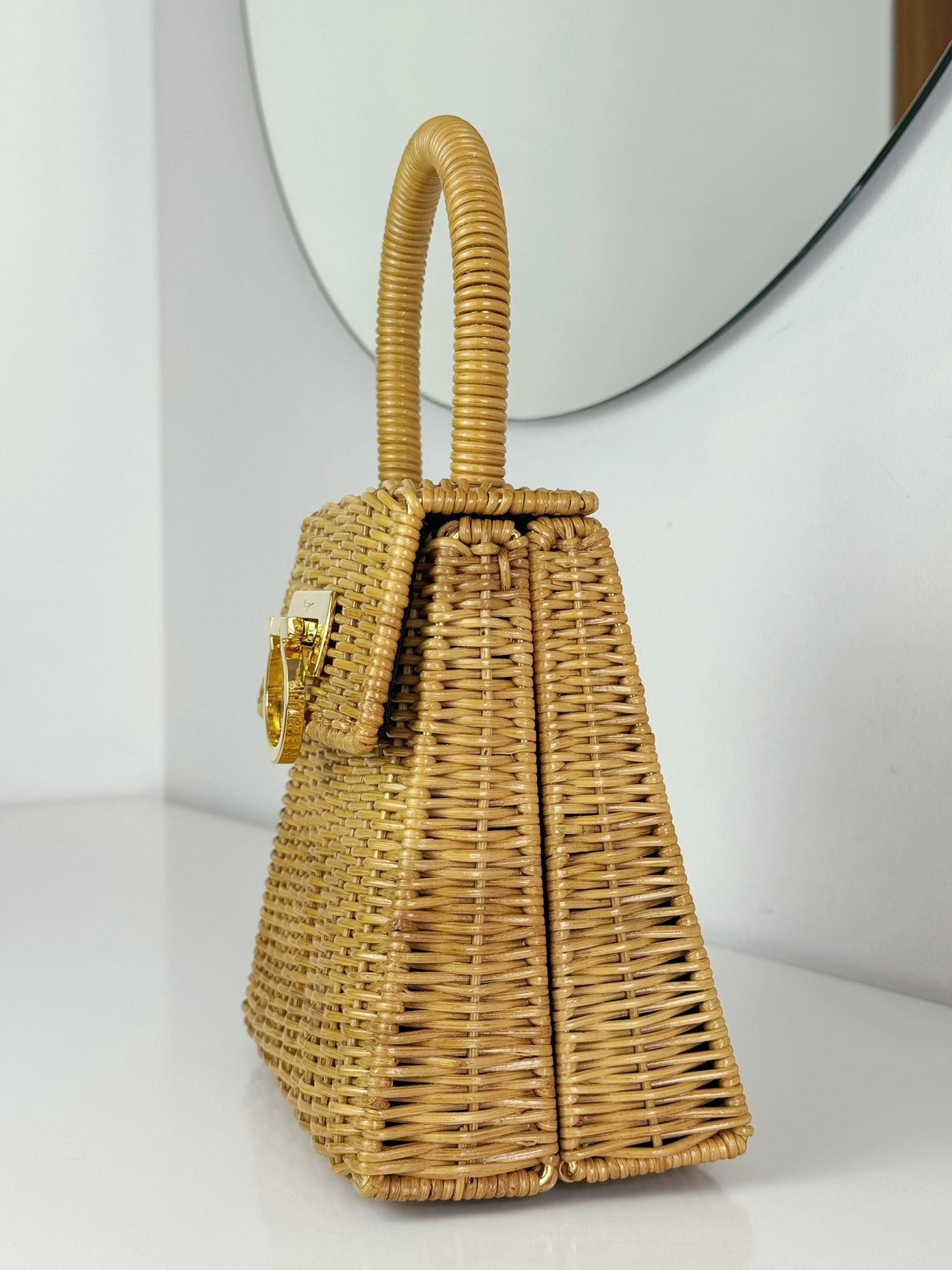 Salvatore Ferragamo Vintage Gancini Rattan Handbag Crossbody Bag