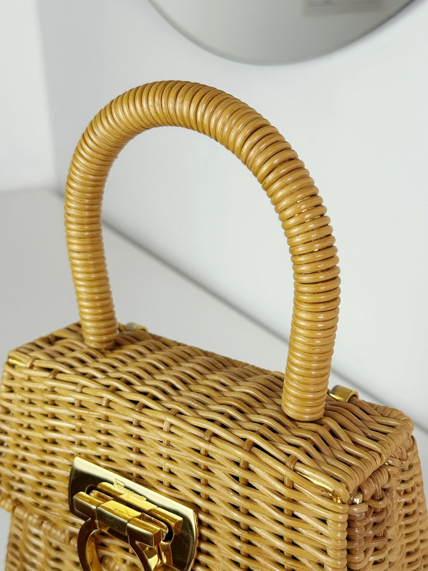 Salvatore Ferragamo Vintage Gancini Rattan Handbag Crossbody Bag