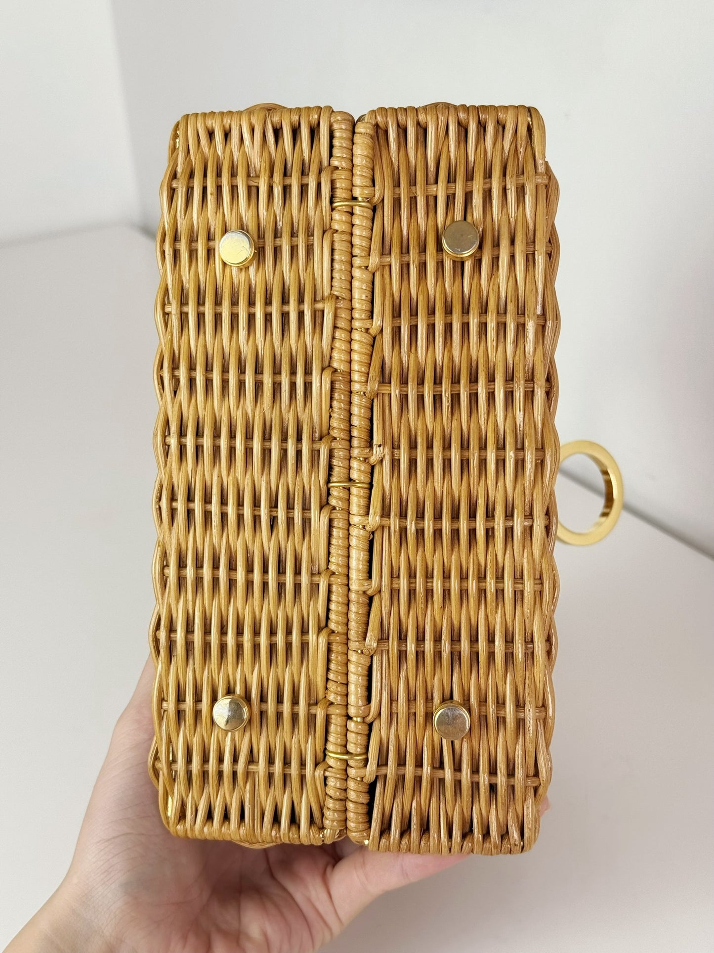 Salvatore Ferragamo Vintage Gancini Rattan Handbag Crossbody Bag
