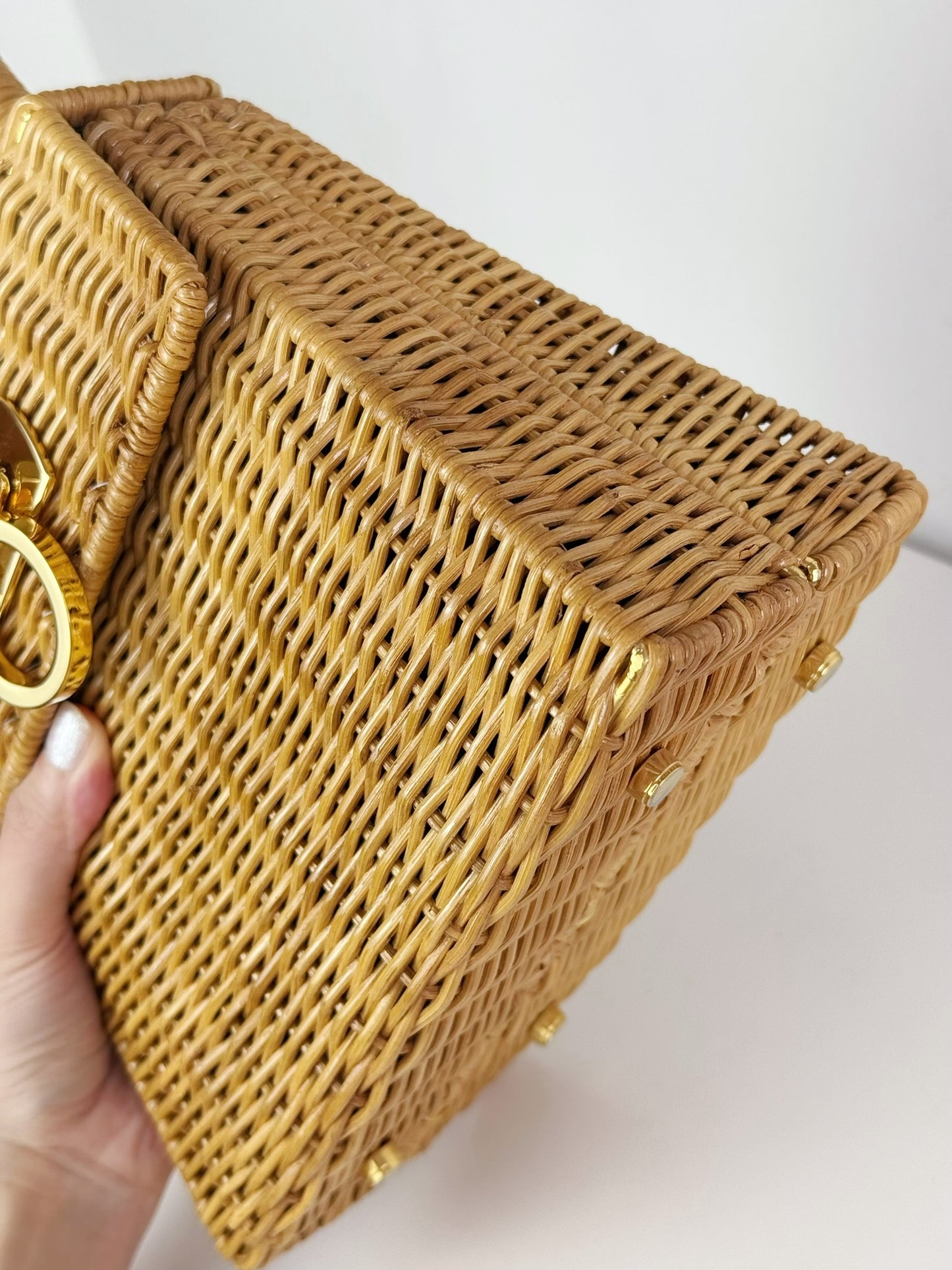 Salvatore Ferragamo Vintage Gancini Rattan Handbag Crossbody Bag