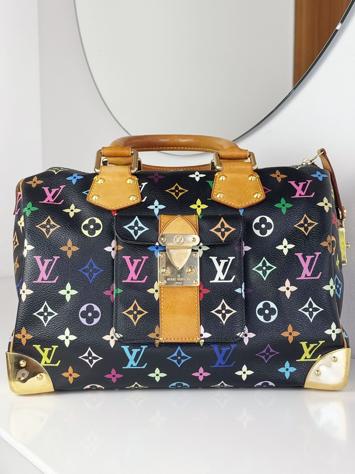 Louis Vuitton Vintage Takashi Murakami Multicolor Speedy 30 Handbag Crossbody Bag