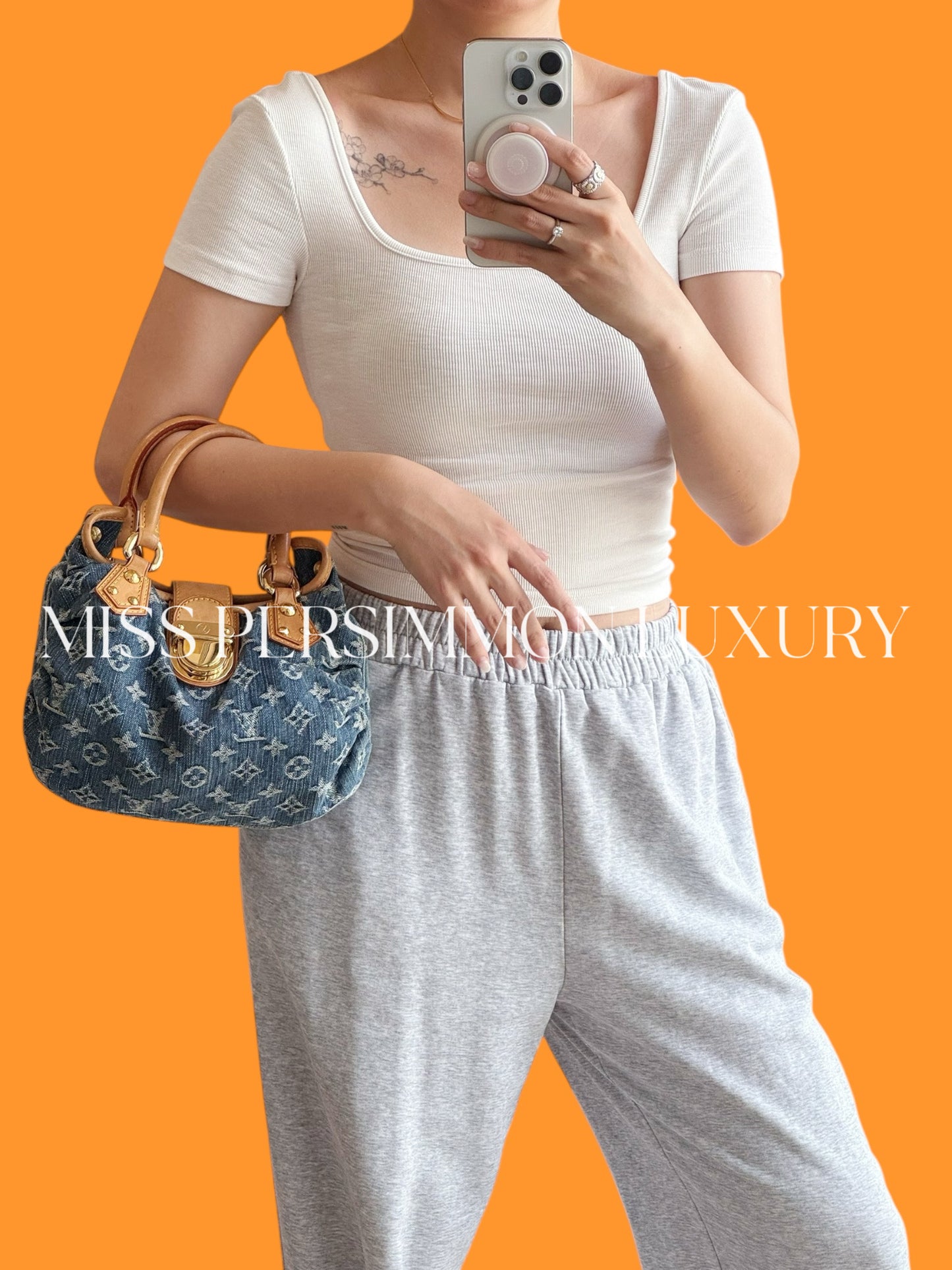 Louis Vuitton Denim Pleaty Crossbody Handbag