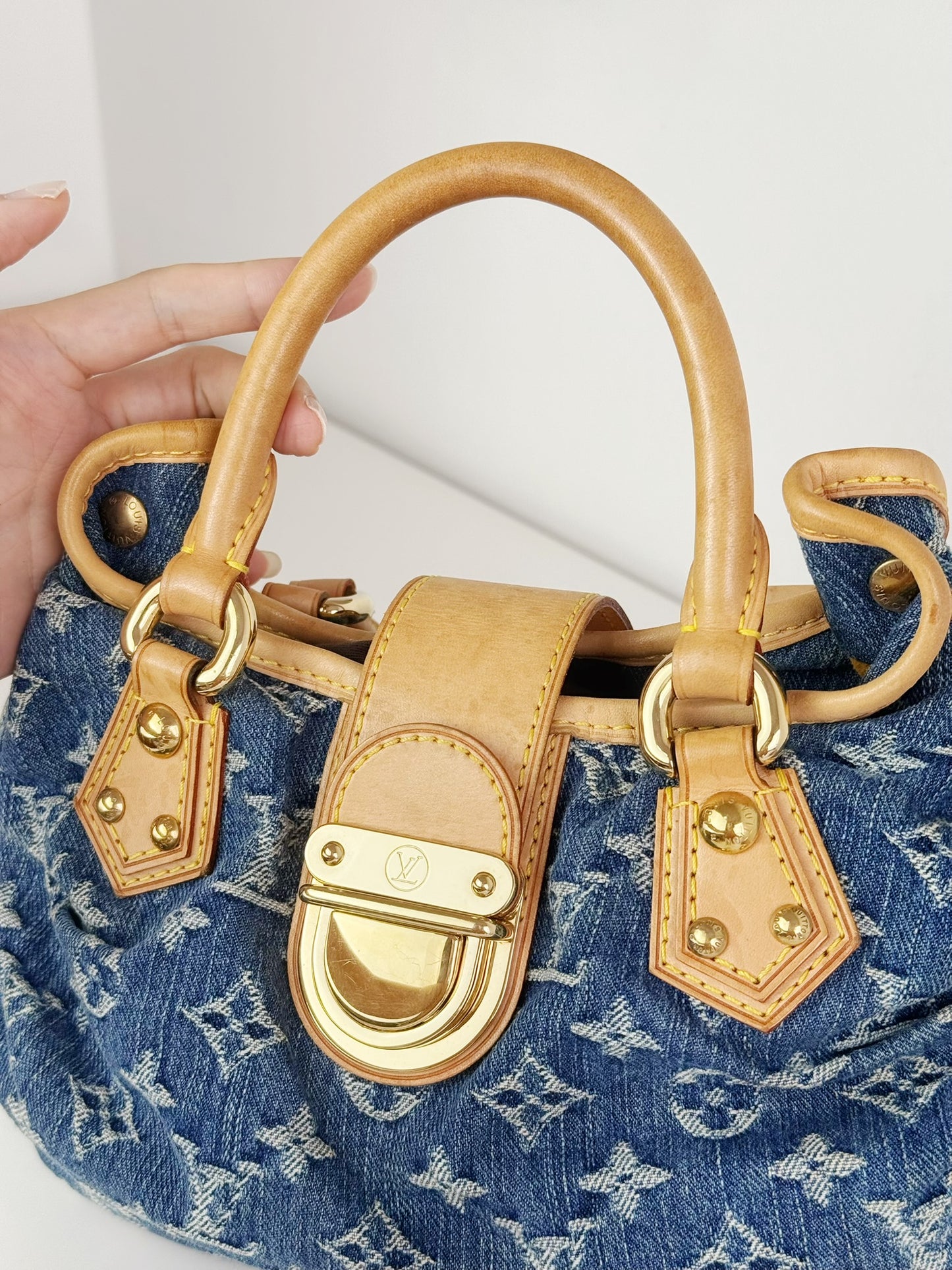 Louis Vuitton Denim Pleaty Crossbody Handbag