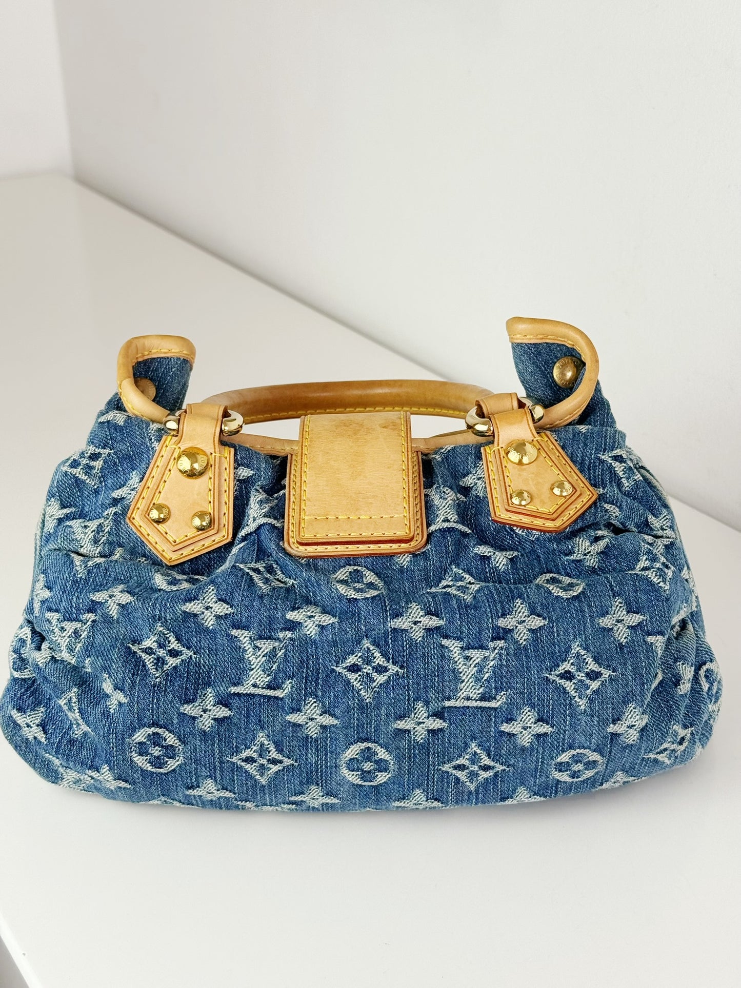 Louis Vuitton Denim Pleaty Crossbody Handbag