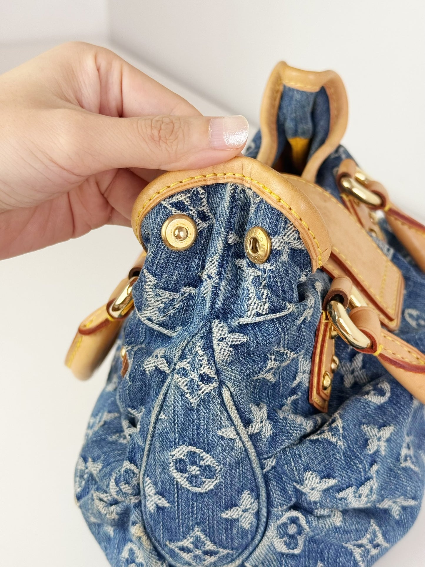 Louis Vuitton Denim Pleaty Crossbody Handbag