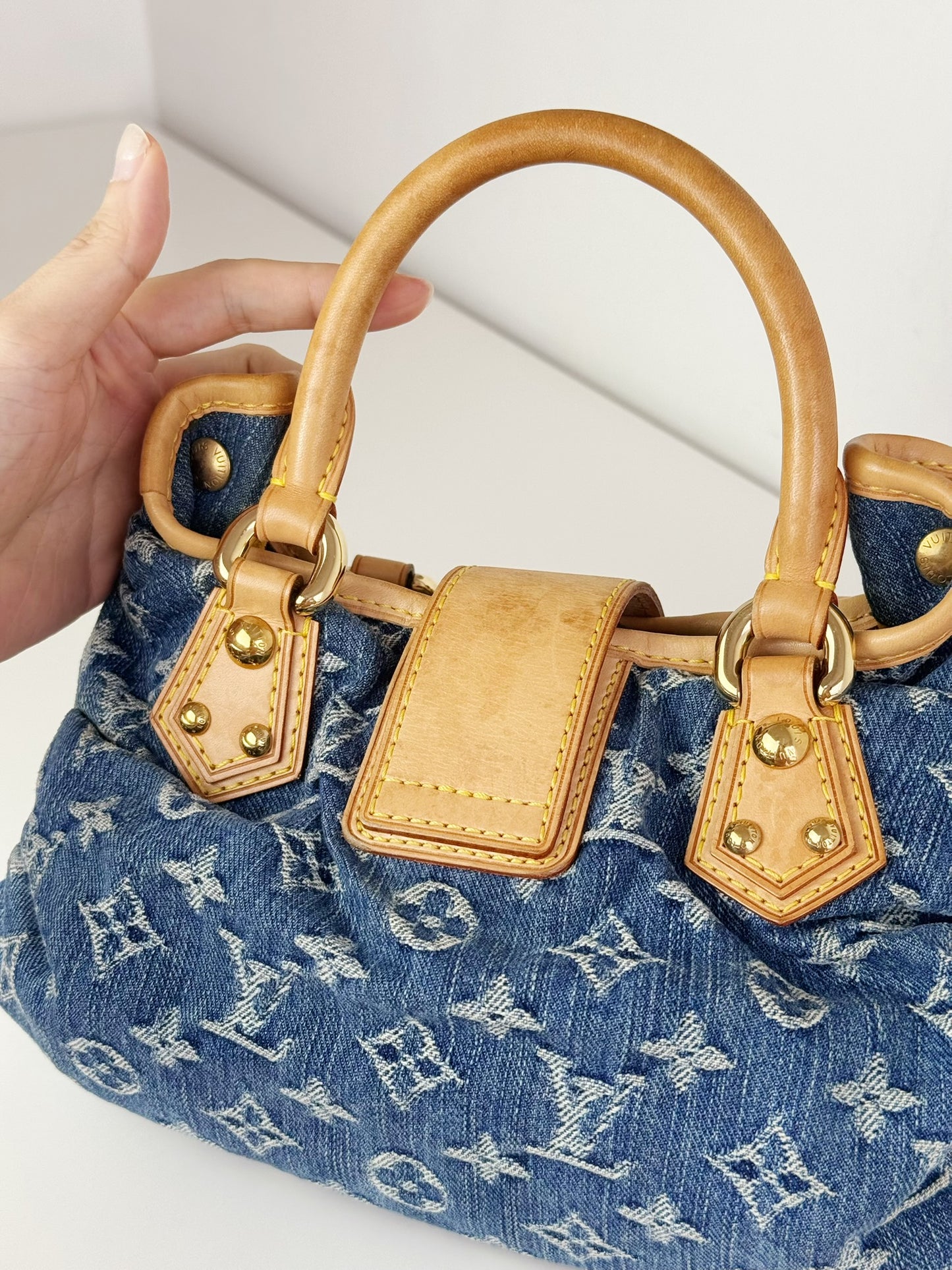 Louis Vuitton Denim Pleaty Crossbody Handbag
