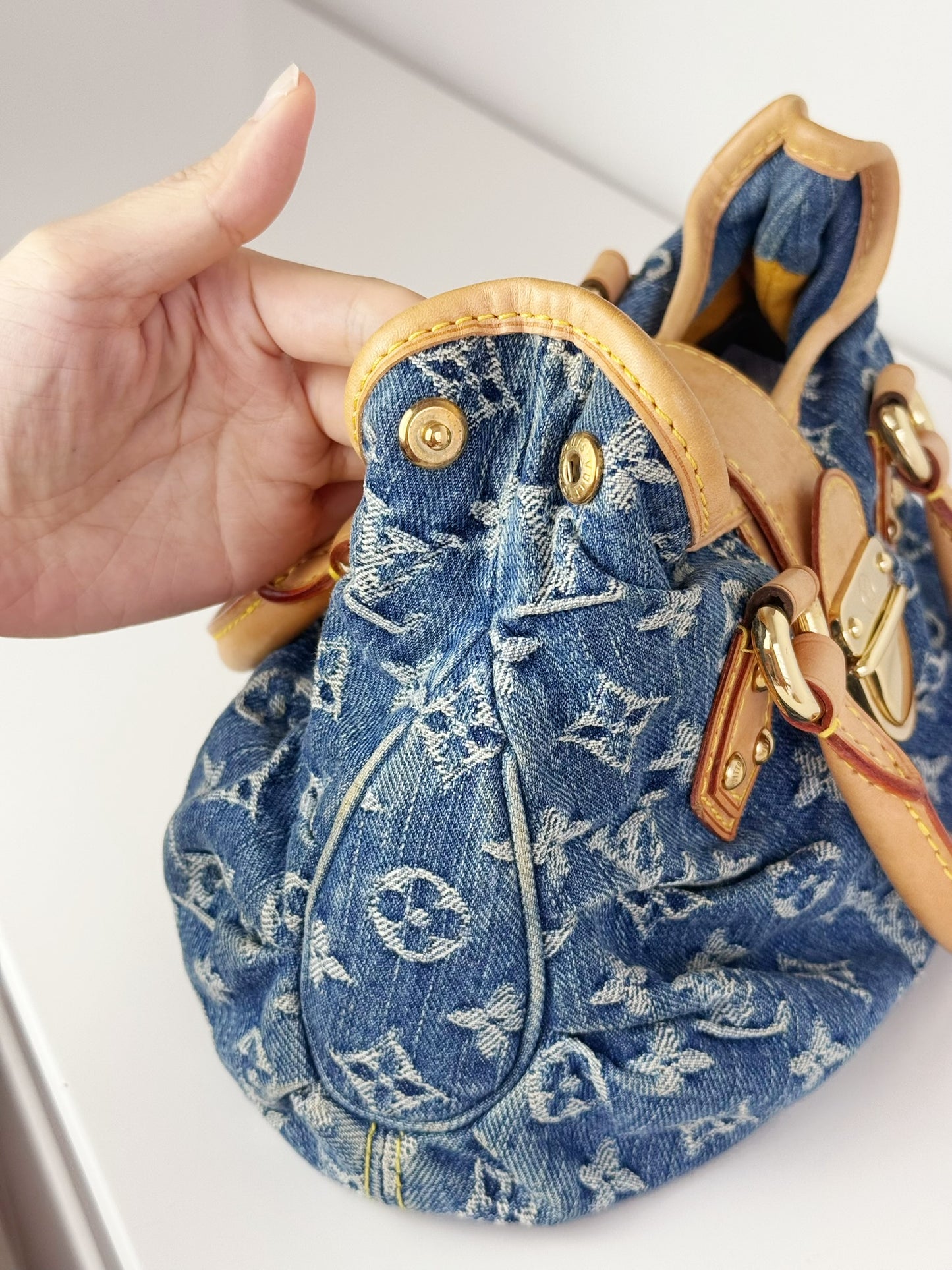 Louis Vuitton Denim Pleaty Crossbody Handbag