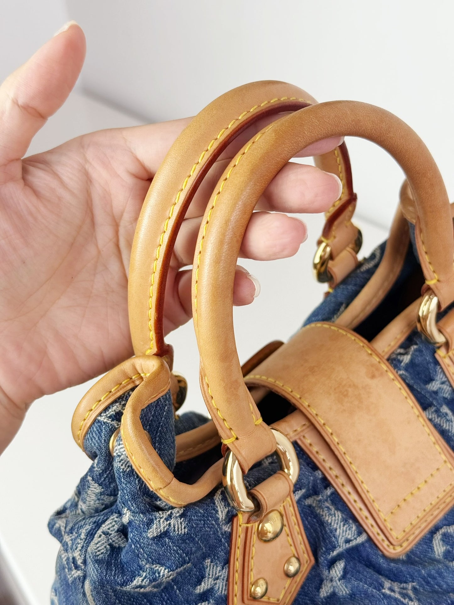 Louis Vuitton Denim Pleaty Crossbody Handbag