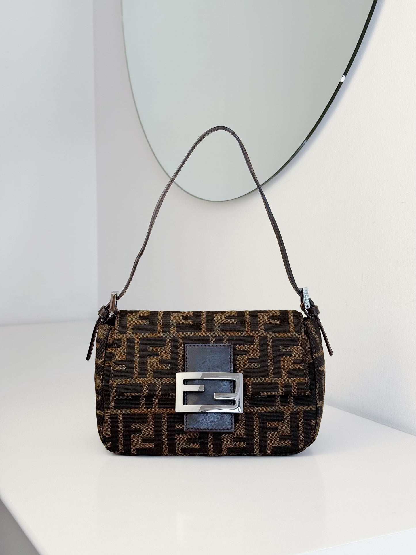 Fendi Vintage Mini Zucca Mamma Baguette Shoulder Bag