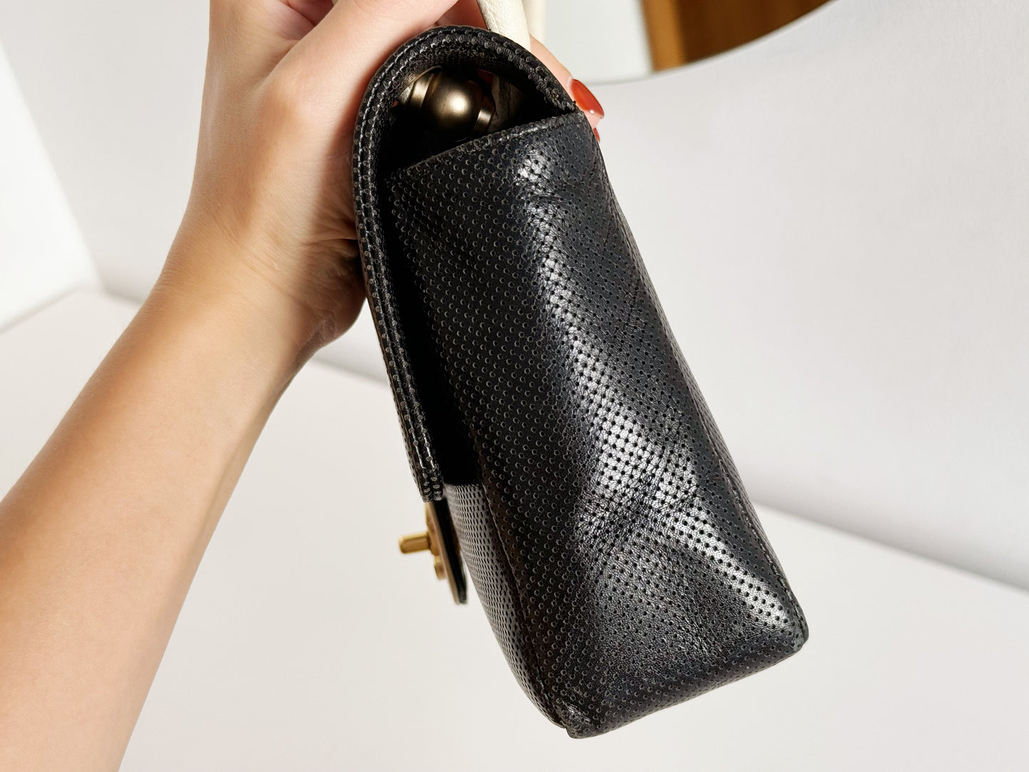 Chanel Vintage Punch Leather Flap 25 Shoulder Crossbody Bag