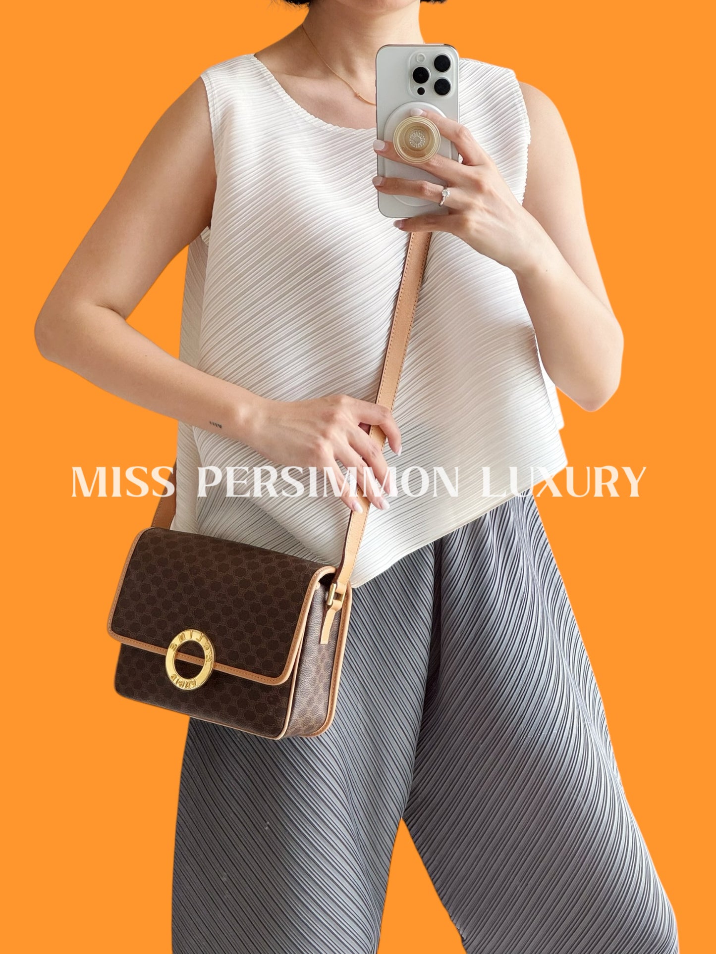 Celine Vintage Circle Macadam Crossbody Bag