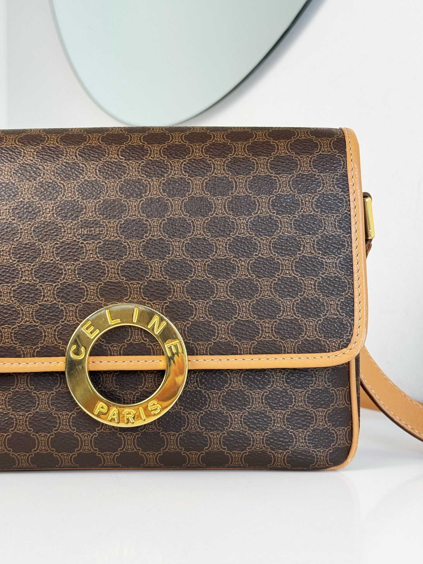 Celine Vintage Circle Macadam Crossbody Bag