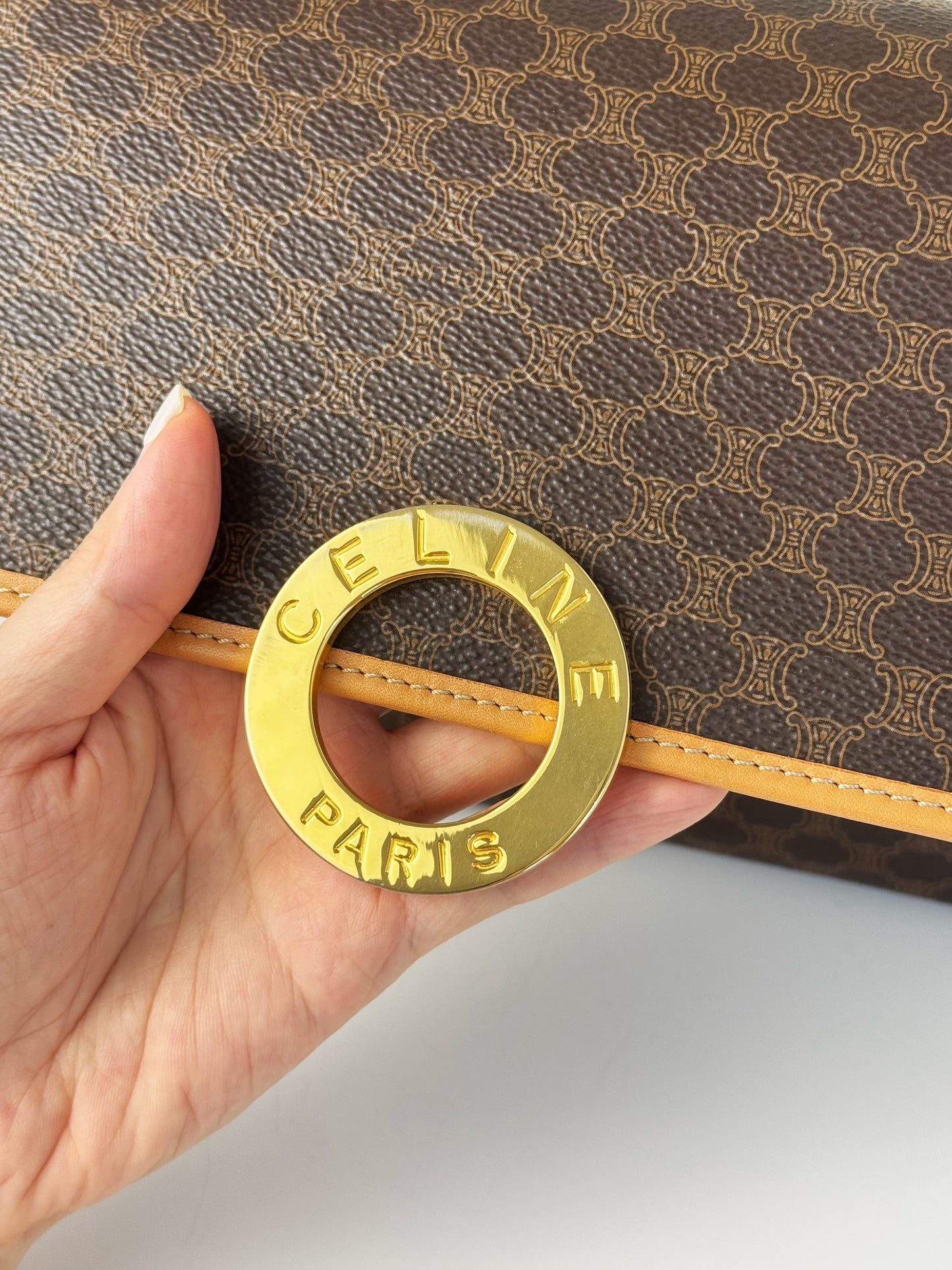 Celine Vintage Circle Macadam Crossbody Bag