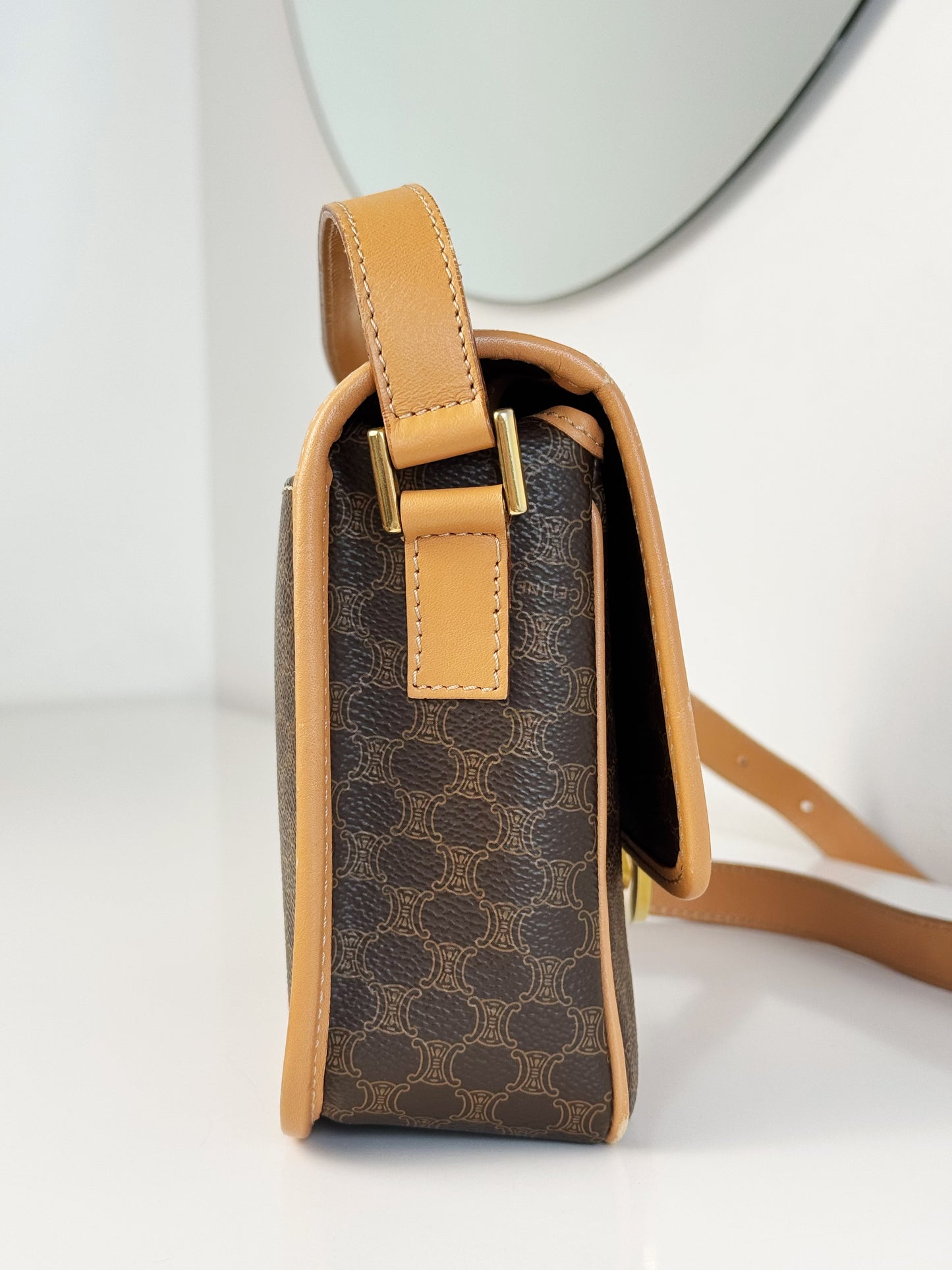 Celine Vintage Circle Macadam Crossbody Bag
