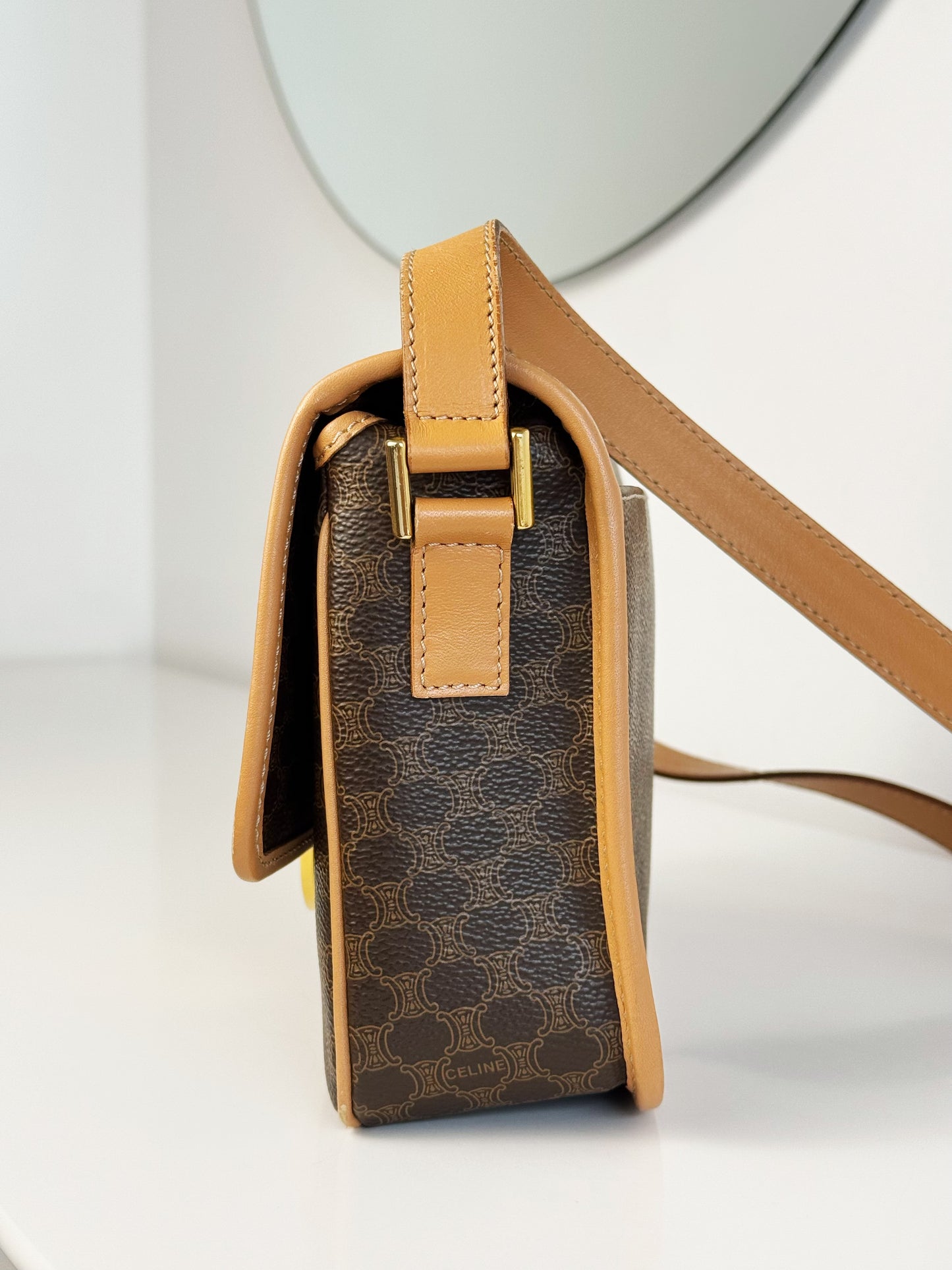 Celine Vintage Circle Macadam Crossbody Bag