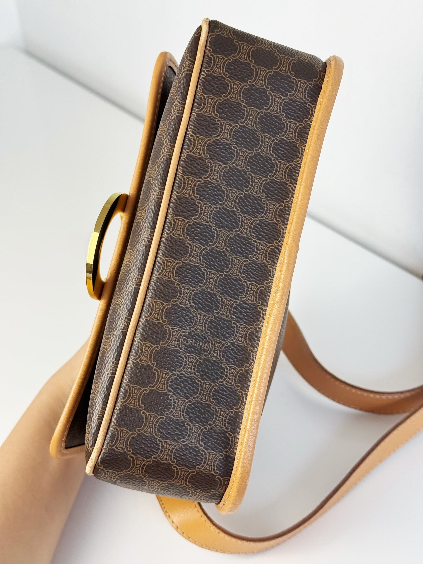 Celine Vintage Circle Macadam Crossbody Bag