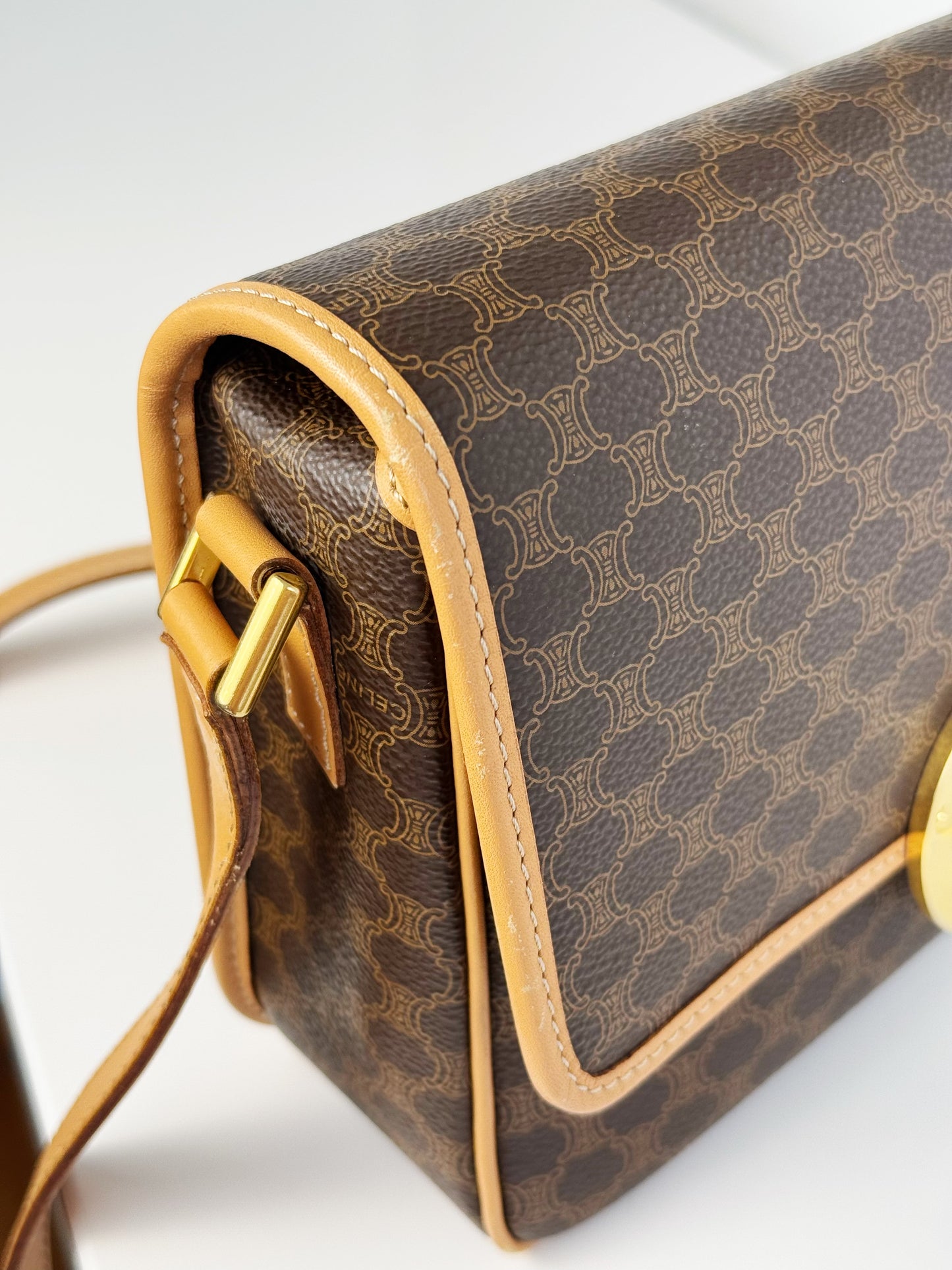 Celine Vintage Circle Macadam Crossbody Bag