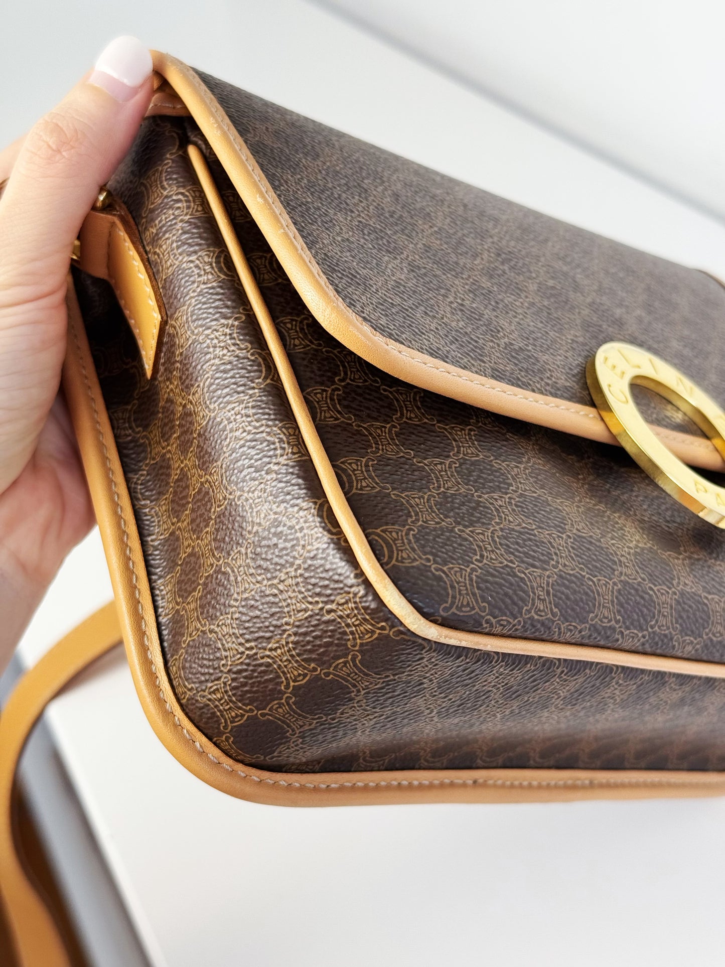 Celine Vintage Circle Macadam Crossbody Bag