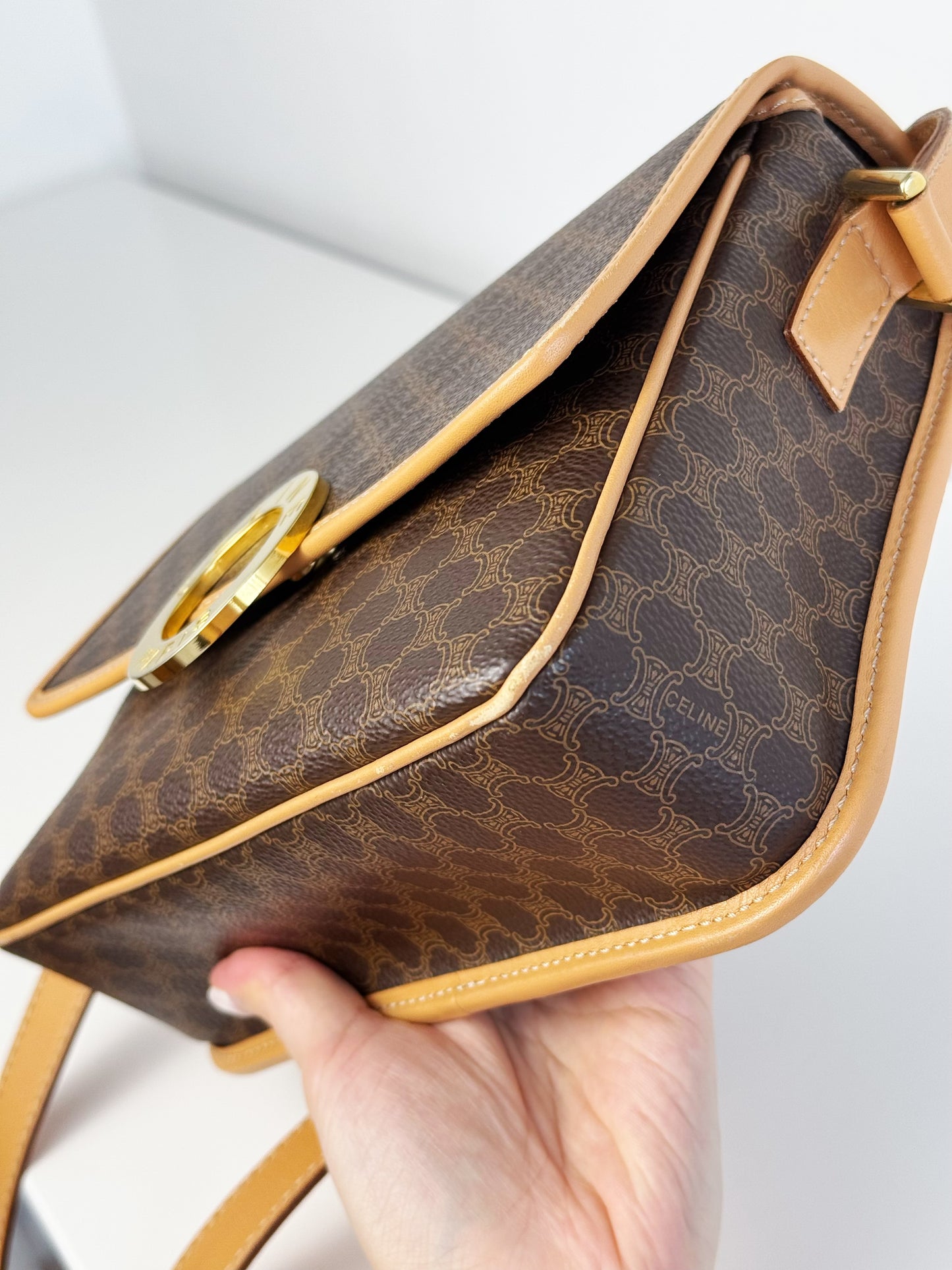 Celine Vintage Circle Macadam Crossbody Bag