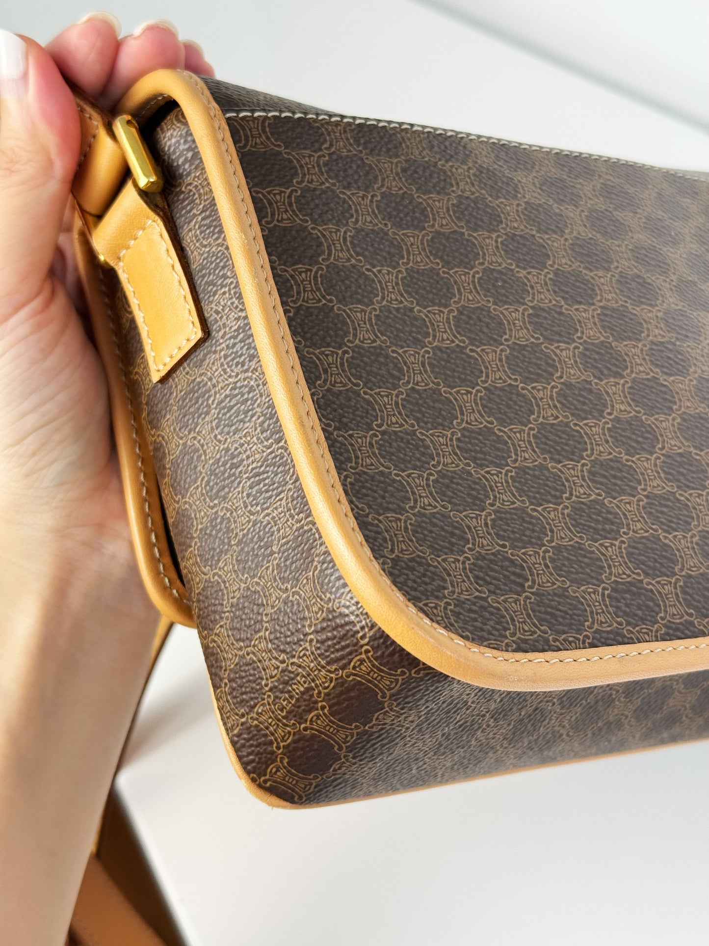 Celine Vintage Circle Macadam Crossbody Bag