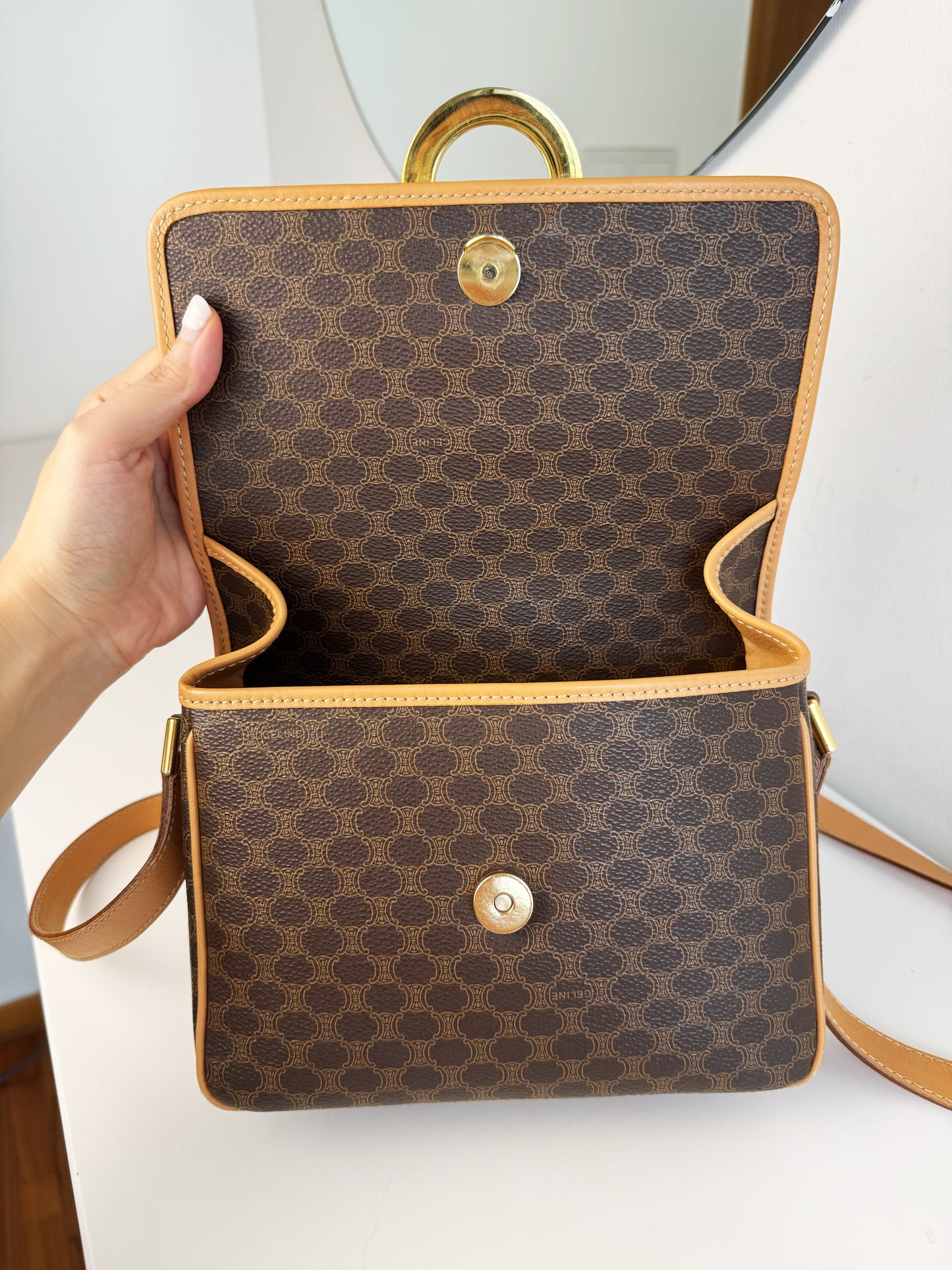 Celine Vintage Circle Macadam Crossbody Bag