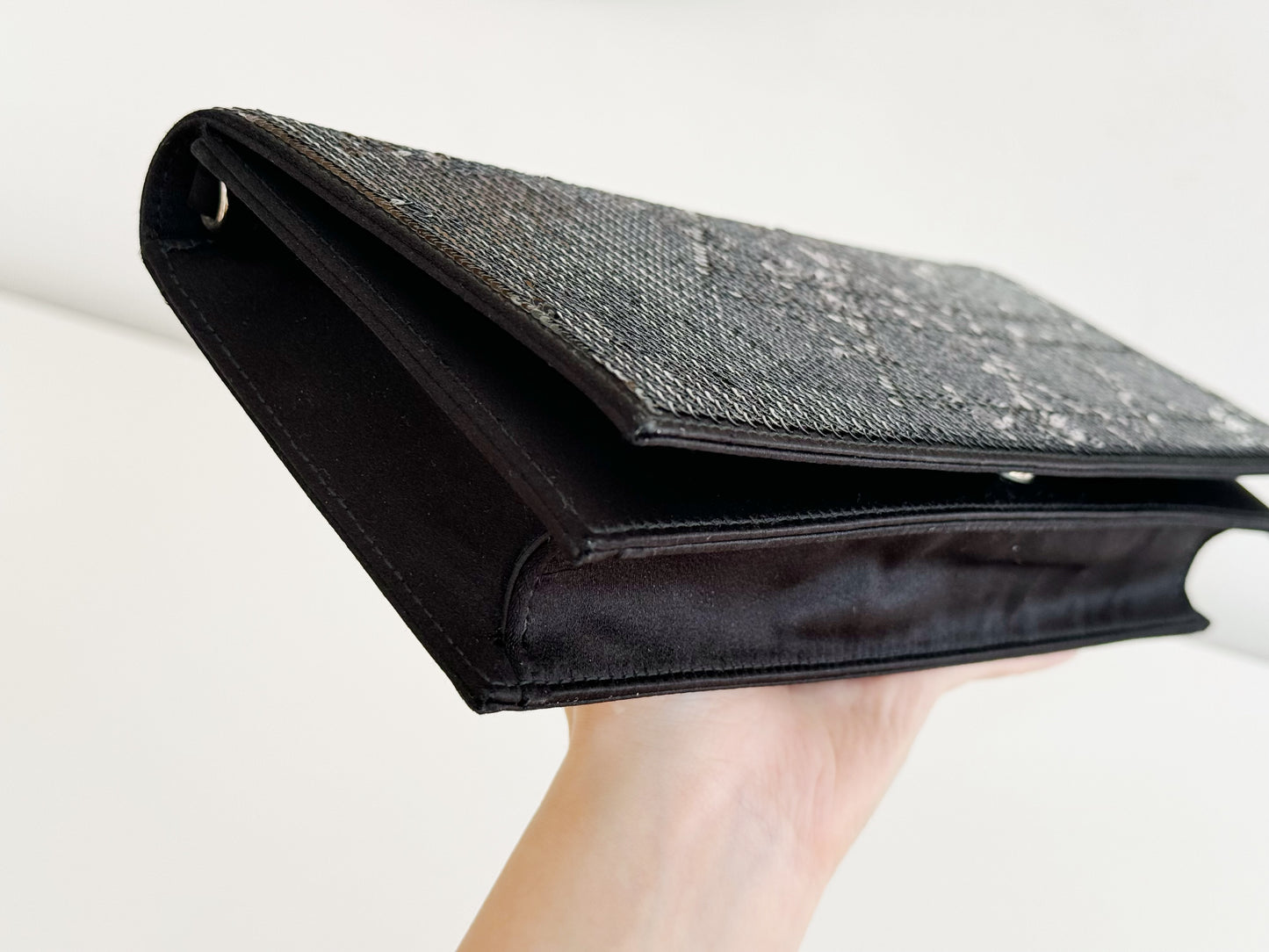 Christian Dior Vintage Glitter Wallet on Chain Clutch Crossbody Handbag