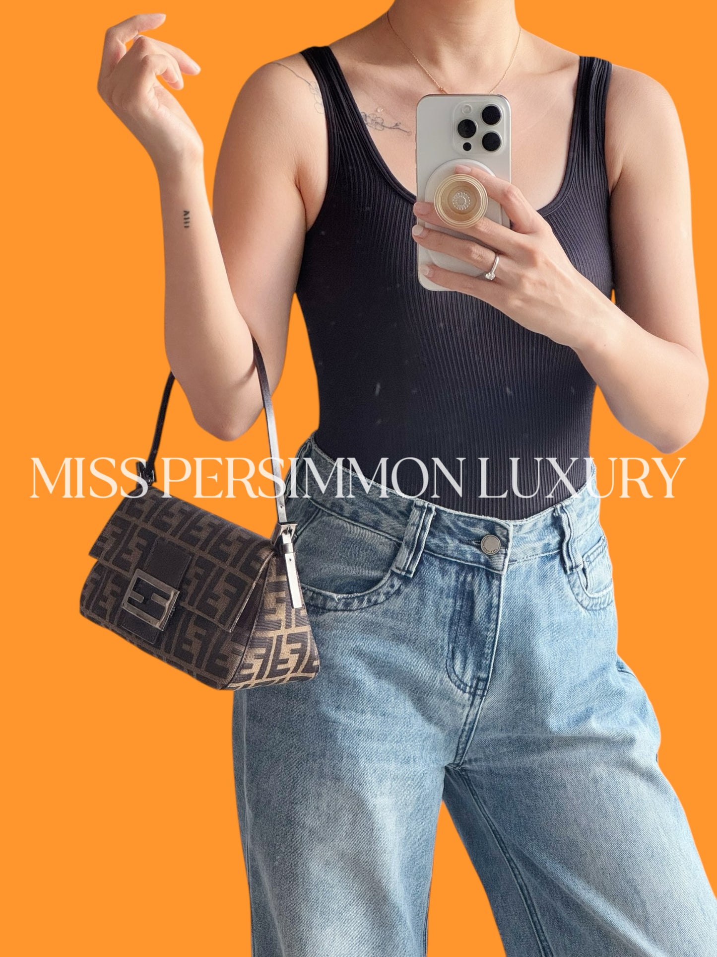 Fendi Vintage Mini Zucca Mamma Baguette Shoulder Bag