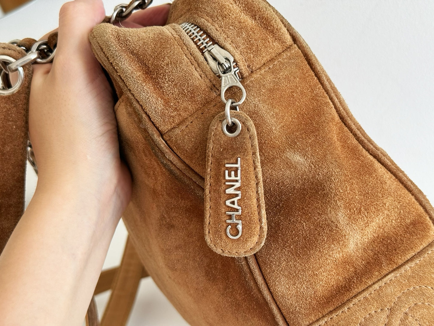 Chanel Vintage suede Shoulder Crossbody Bag