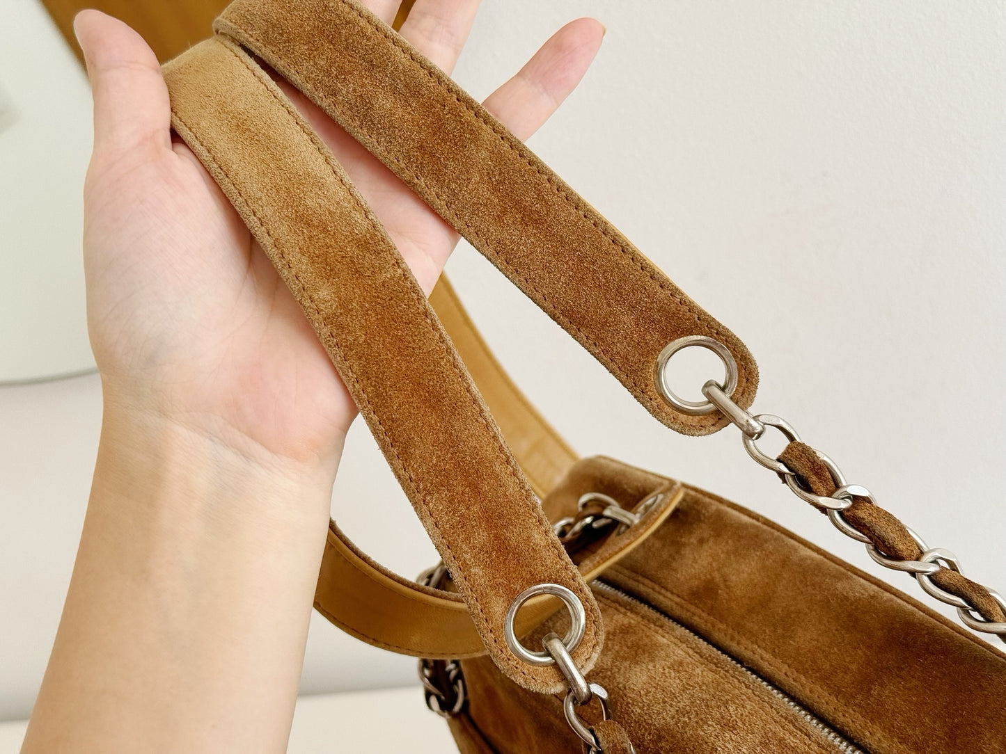 Chanel Vintage suede Shoulder Crossbody Bag