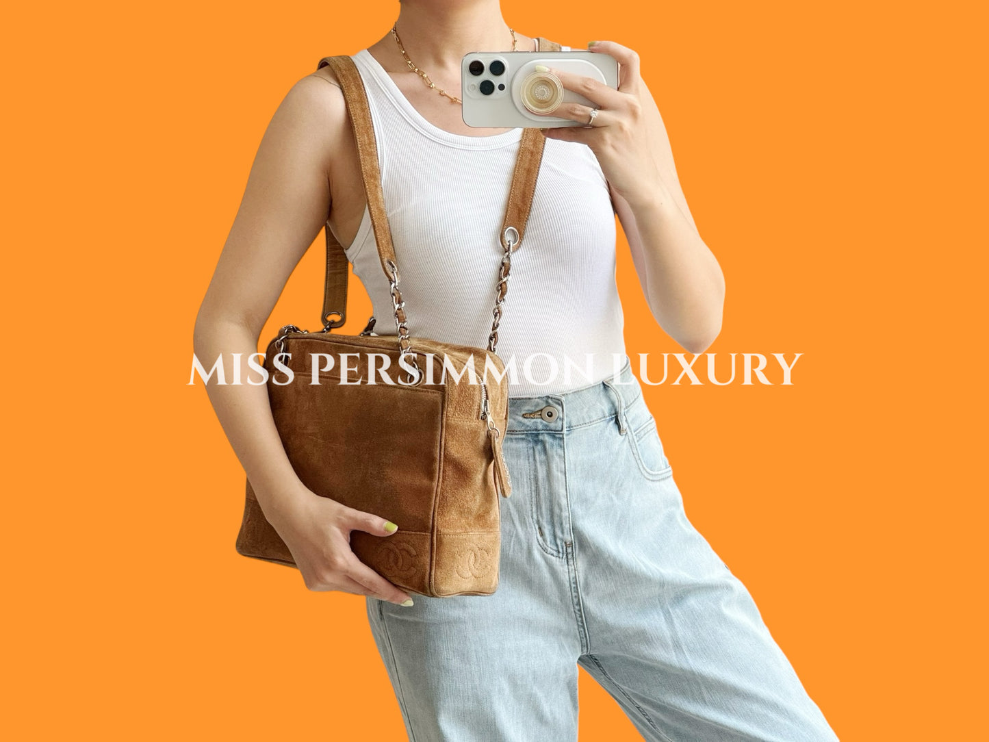 Chanel Vintage suede Shoulder Crossbody Bag