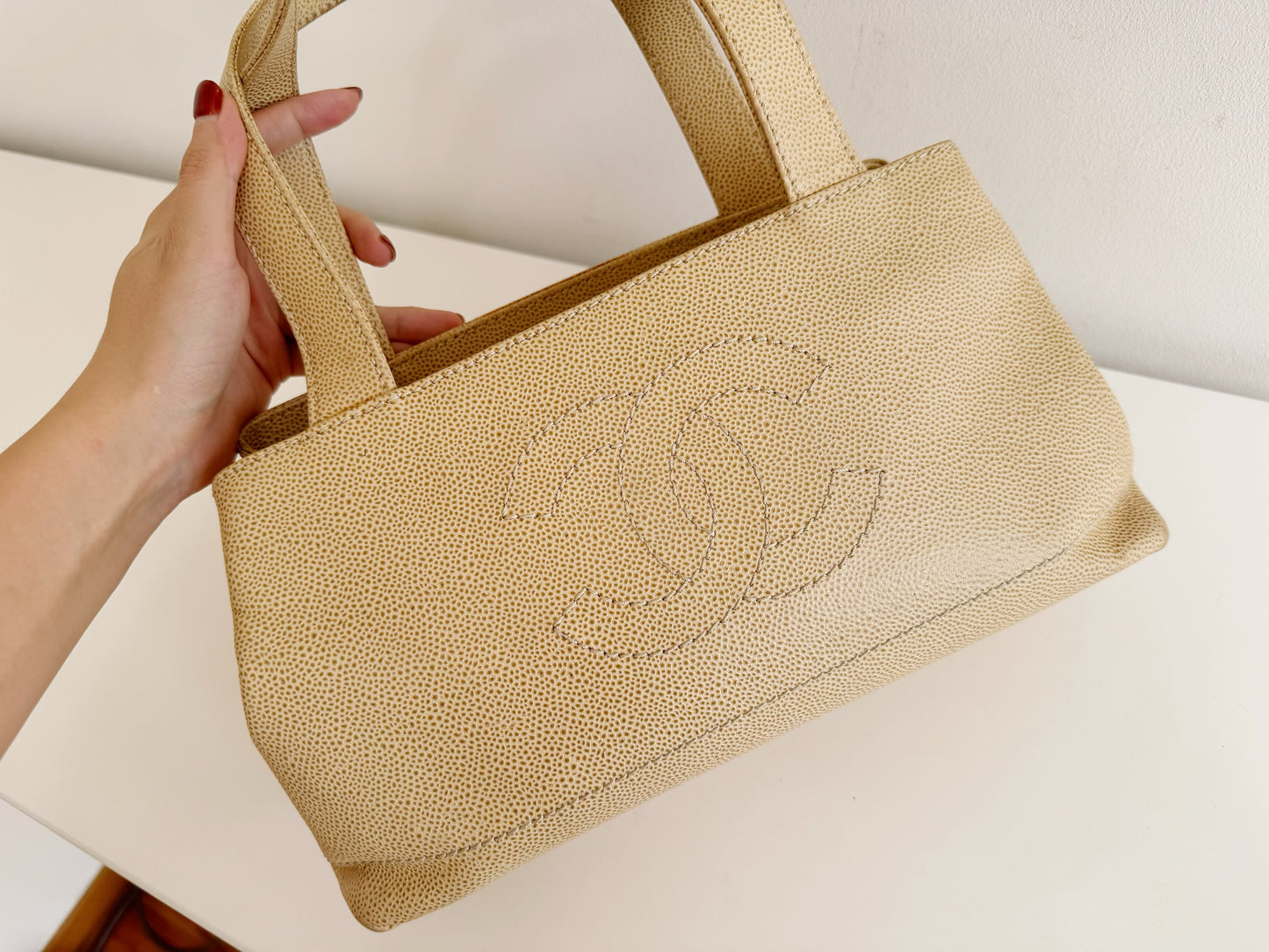 Chanel Vintage Caviar Shoulder Tote Bag