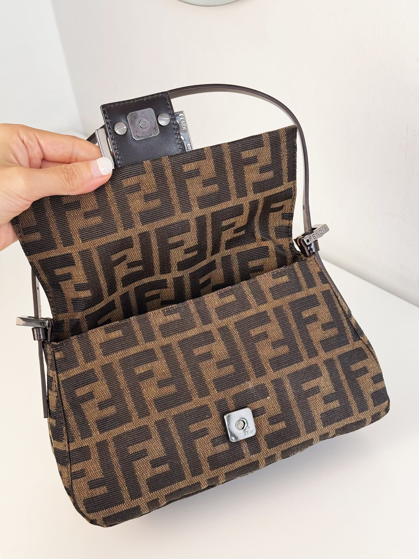 Fendi Vintage Mini Zucca Mamma Baguette Shoulder Bag