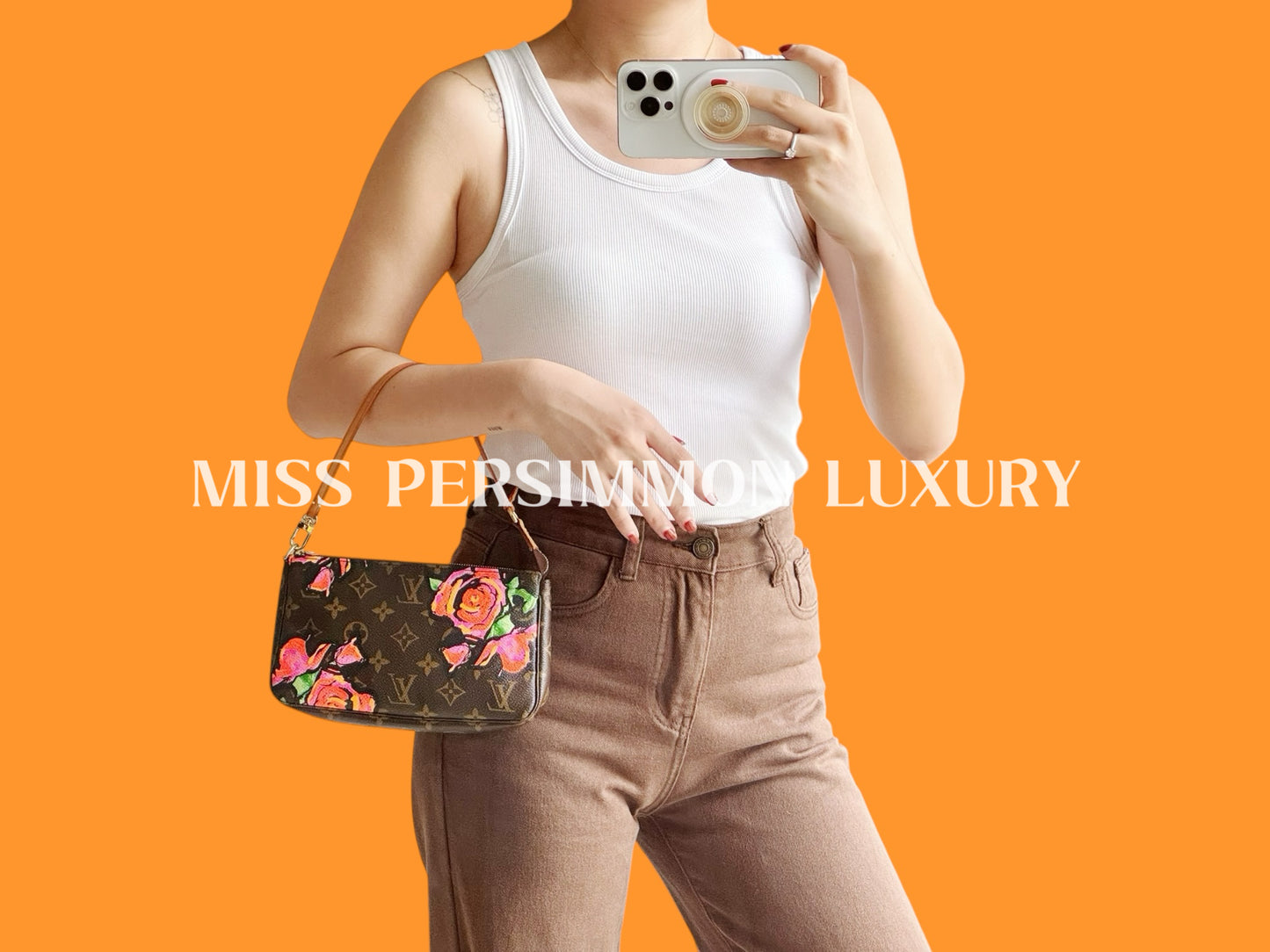 Louis Vuitton Vintage Limited Edition Rose Pochette Accessoires Shoulder Crossbody Bag