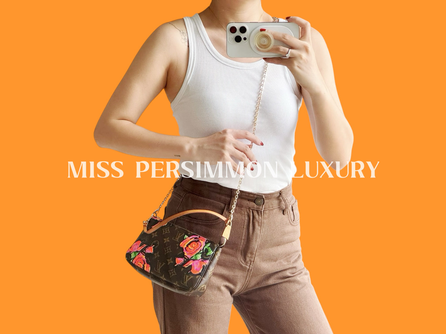 Louis Vuitton Vintage Limited Edition Rose Pochette Accessoires Shoulder Crossbody Bag