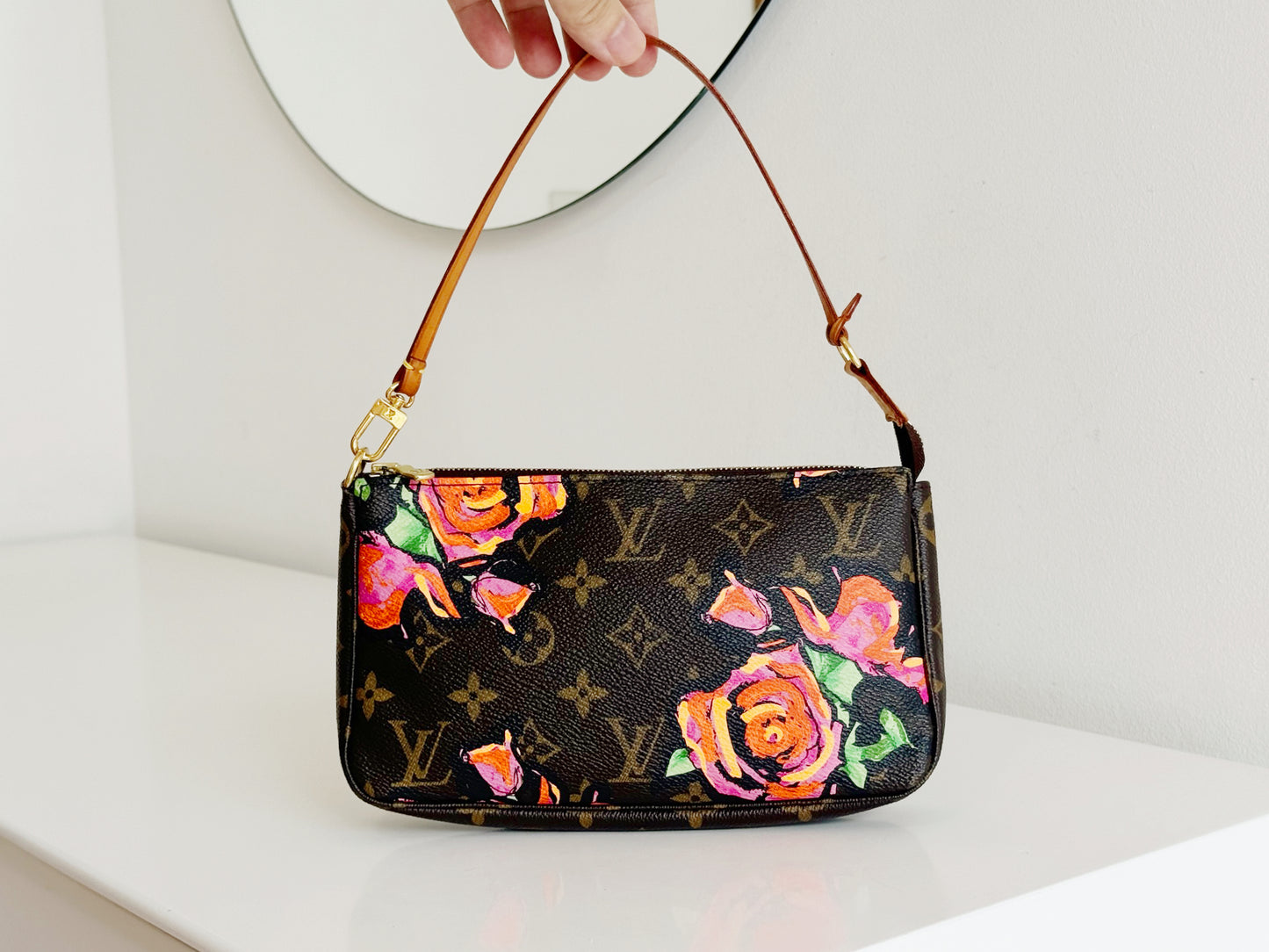 Louis Vuitton Vintage Limited Edition Rose Pochette Accessoires Shoulder Crossbody Bag