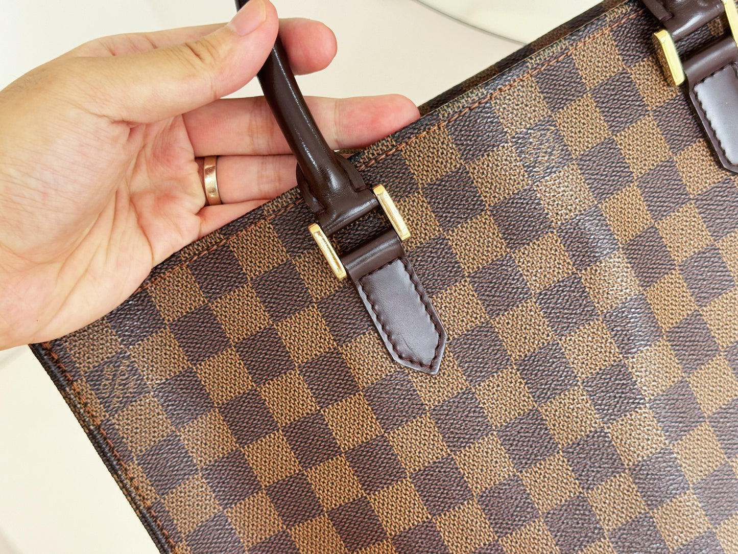Louis Vuitton Vintage Damier Sac Plat Tote Handbag Shoulder Crossbody Bag