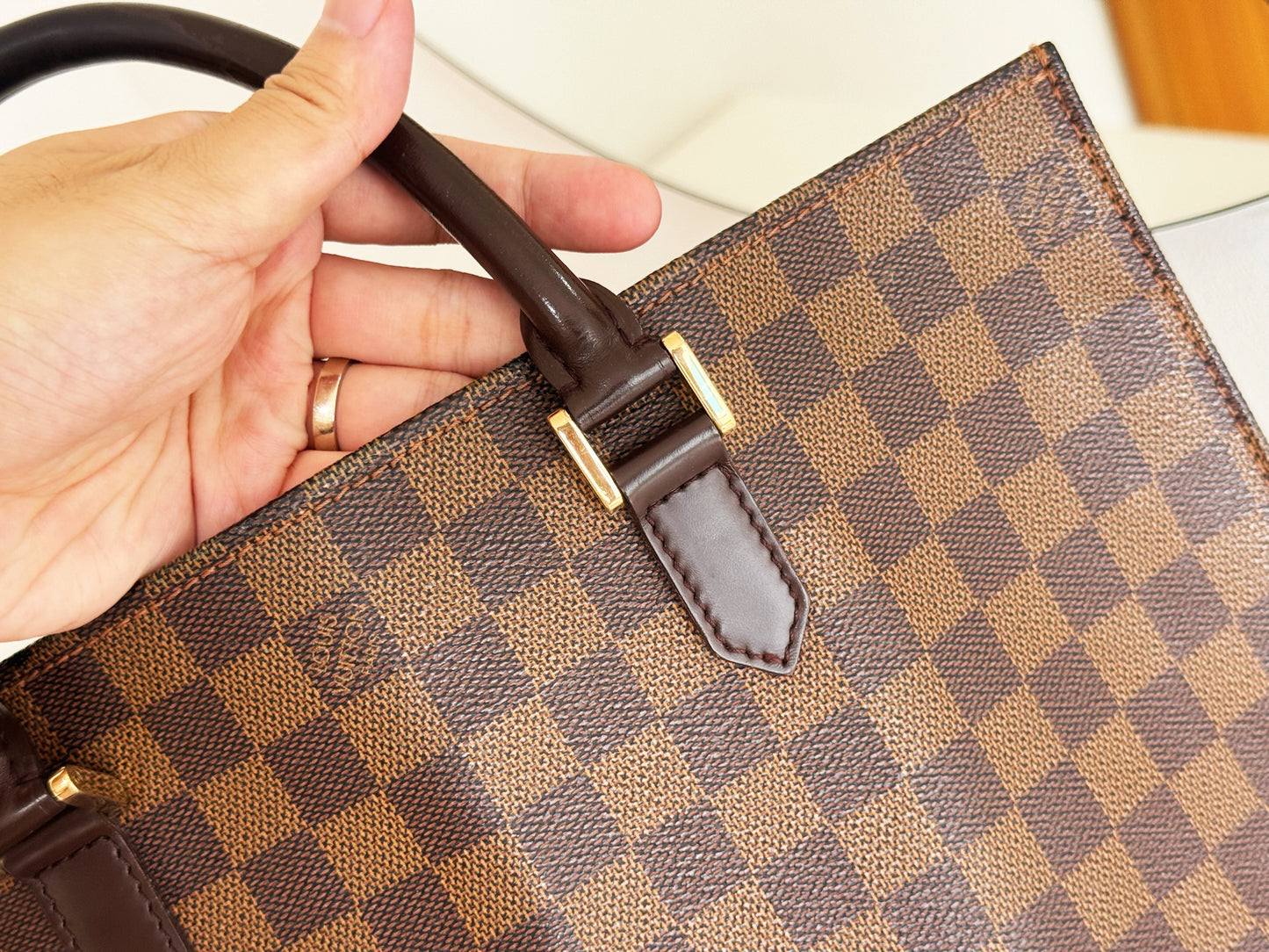 Louis Vuitton Vintage Damier Sac Plat Tote Handbag Shoulder Crossbody Bag