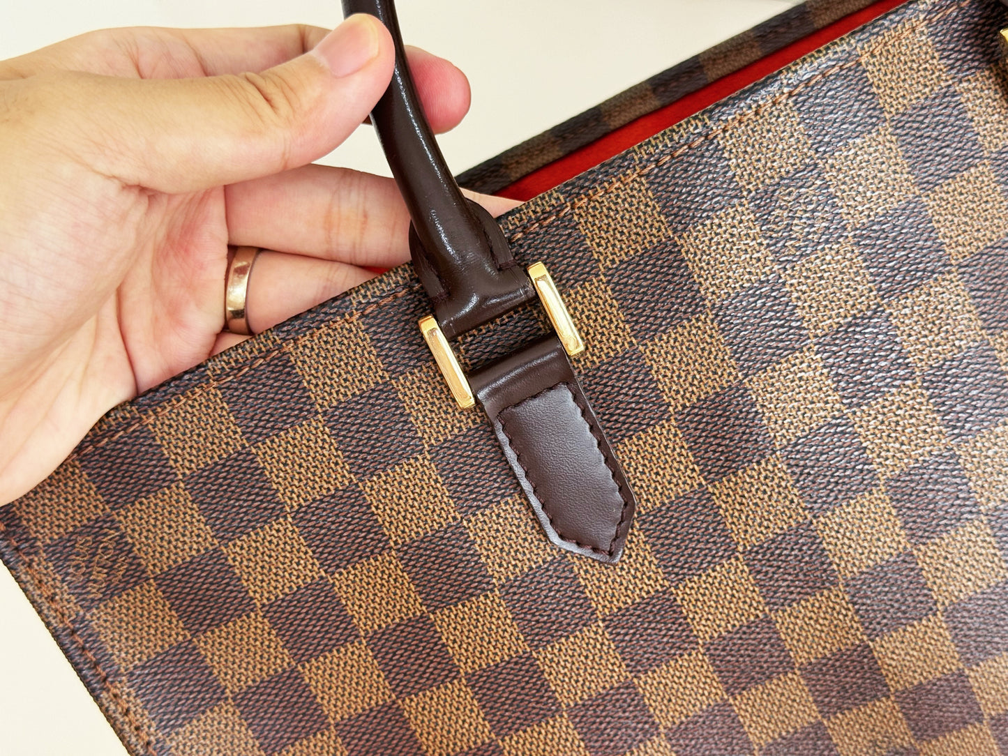Louis Vuitton Vintage Damier Sac Plat Tote Handbag Shoulder Crossbody Bag