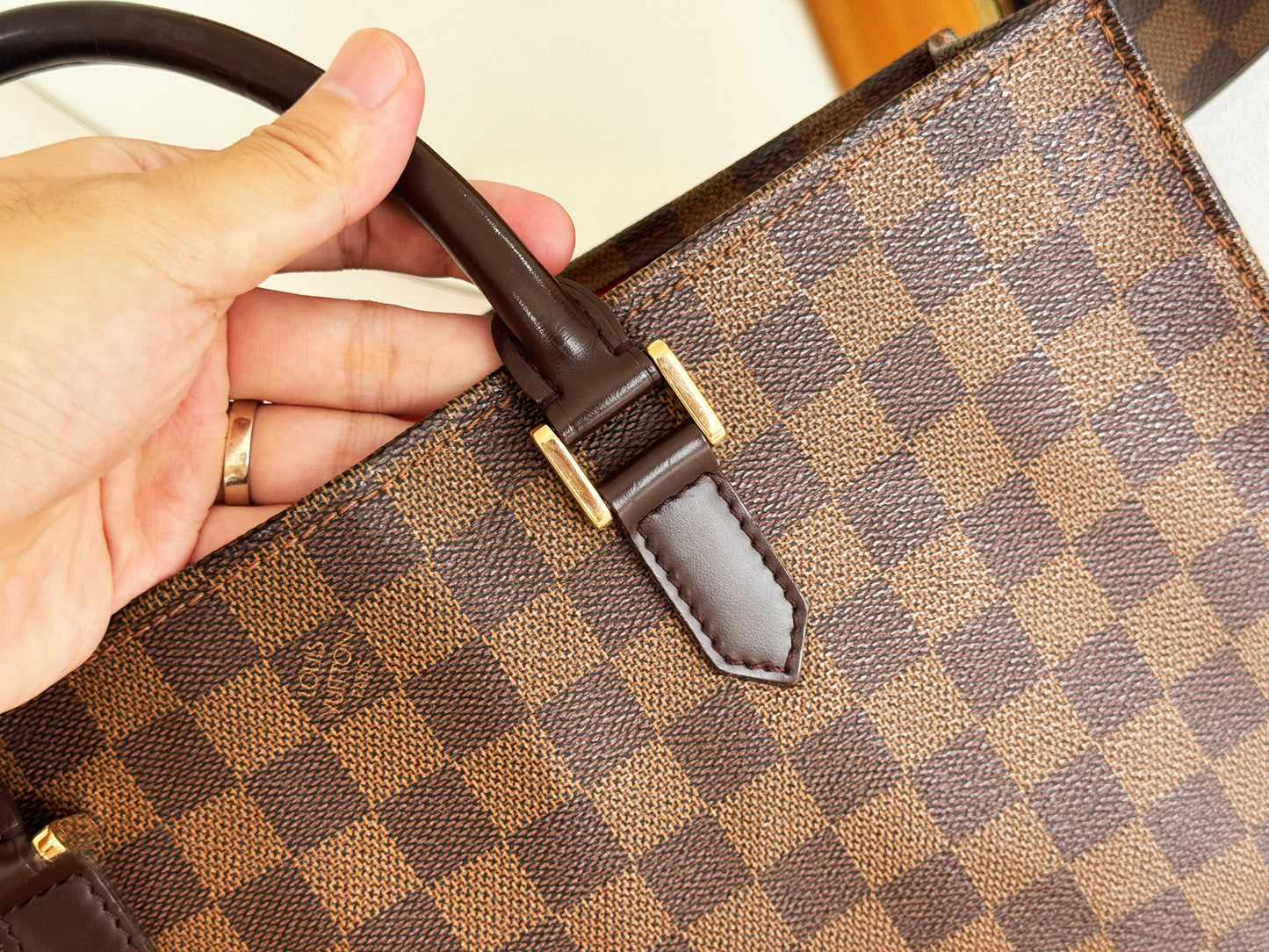 Louis Vuitton Vintage Damier Sac Plat Tote Handbag Shoulder Crossbody Bag