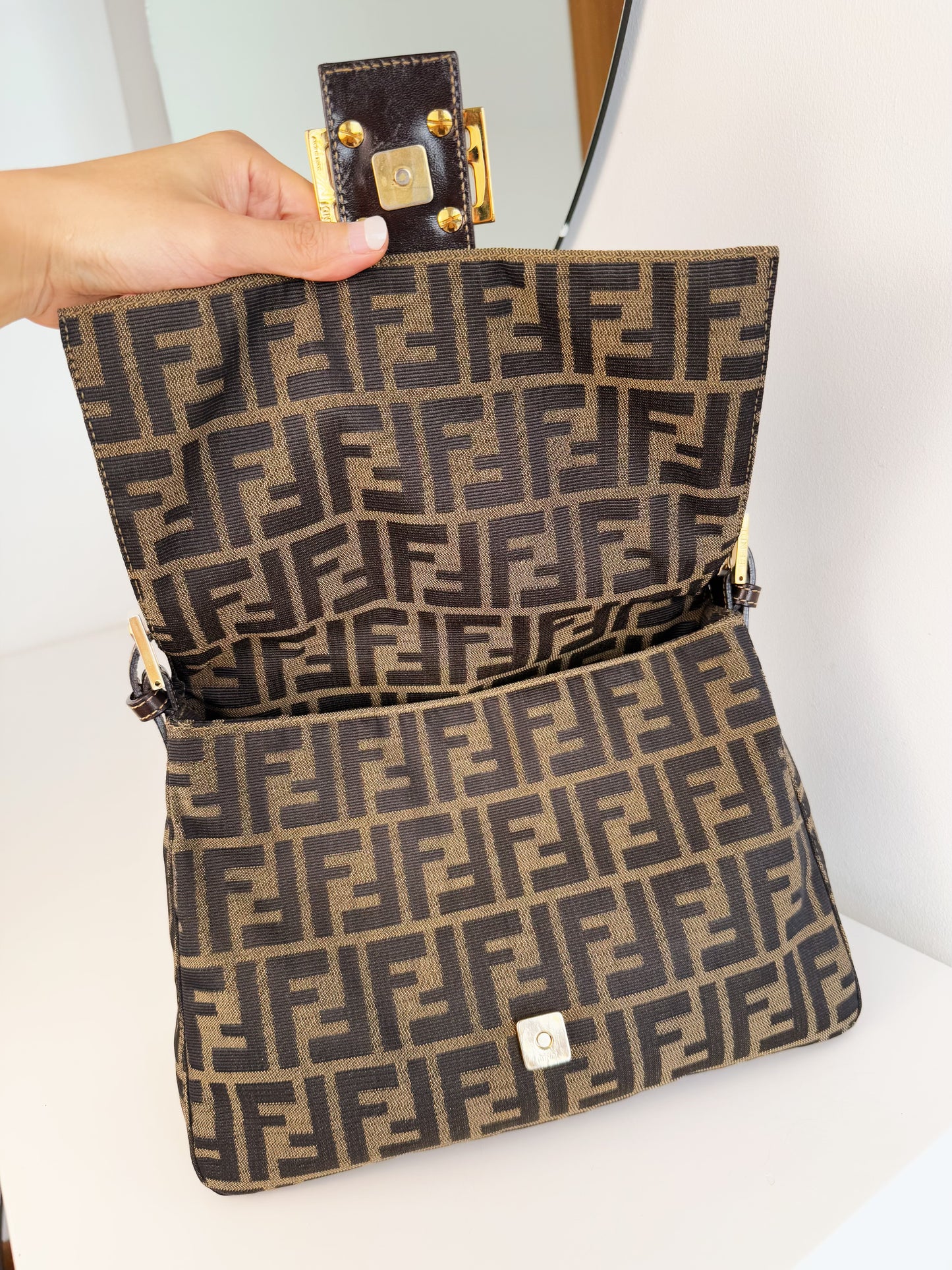 Fendi Vintage Zucca Mamma Baguette Shoulder Bag