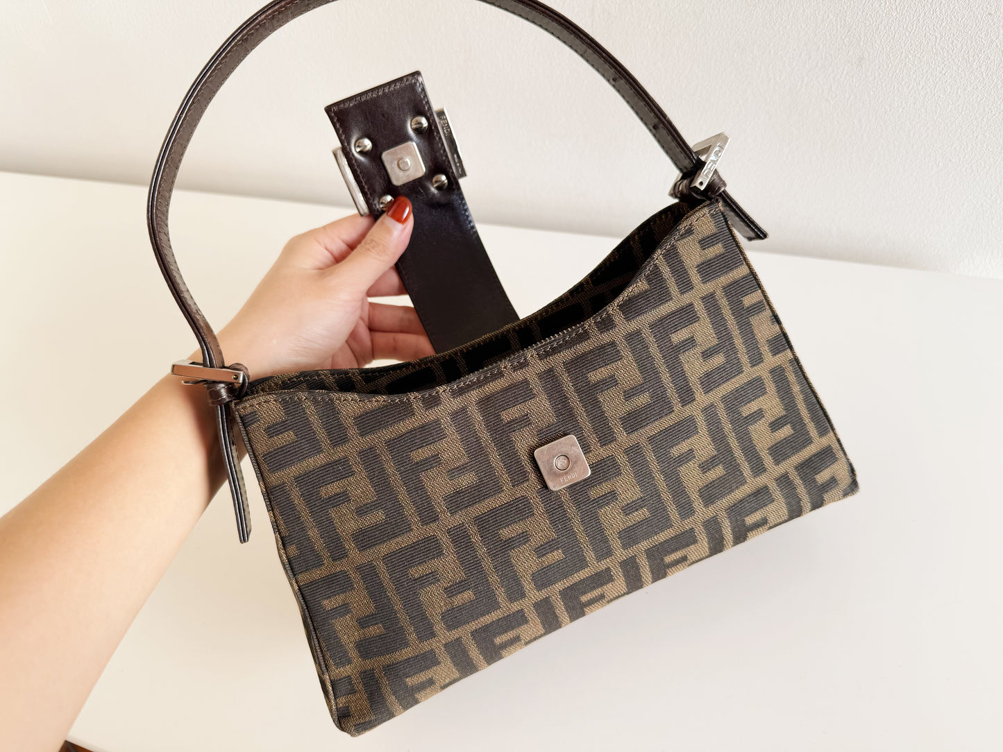 Fendi Vintage Zucca Mini Baguette Shoulder Bag