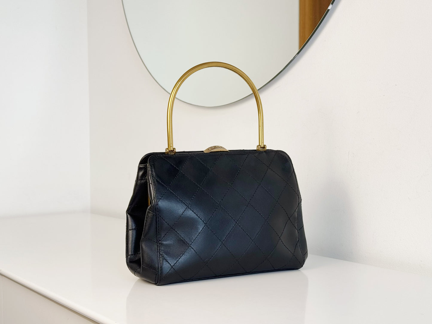 Chanel Vintage Matelasse Calfskin Kisslock Handbag