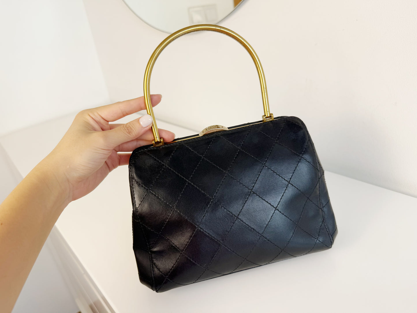 Chanel Vintage Matelasse Calfskin Kisslock Handbag