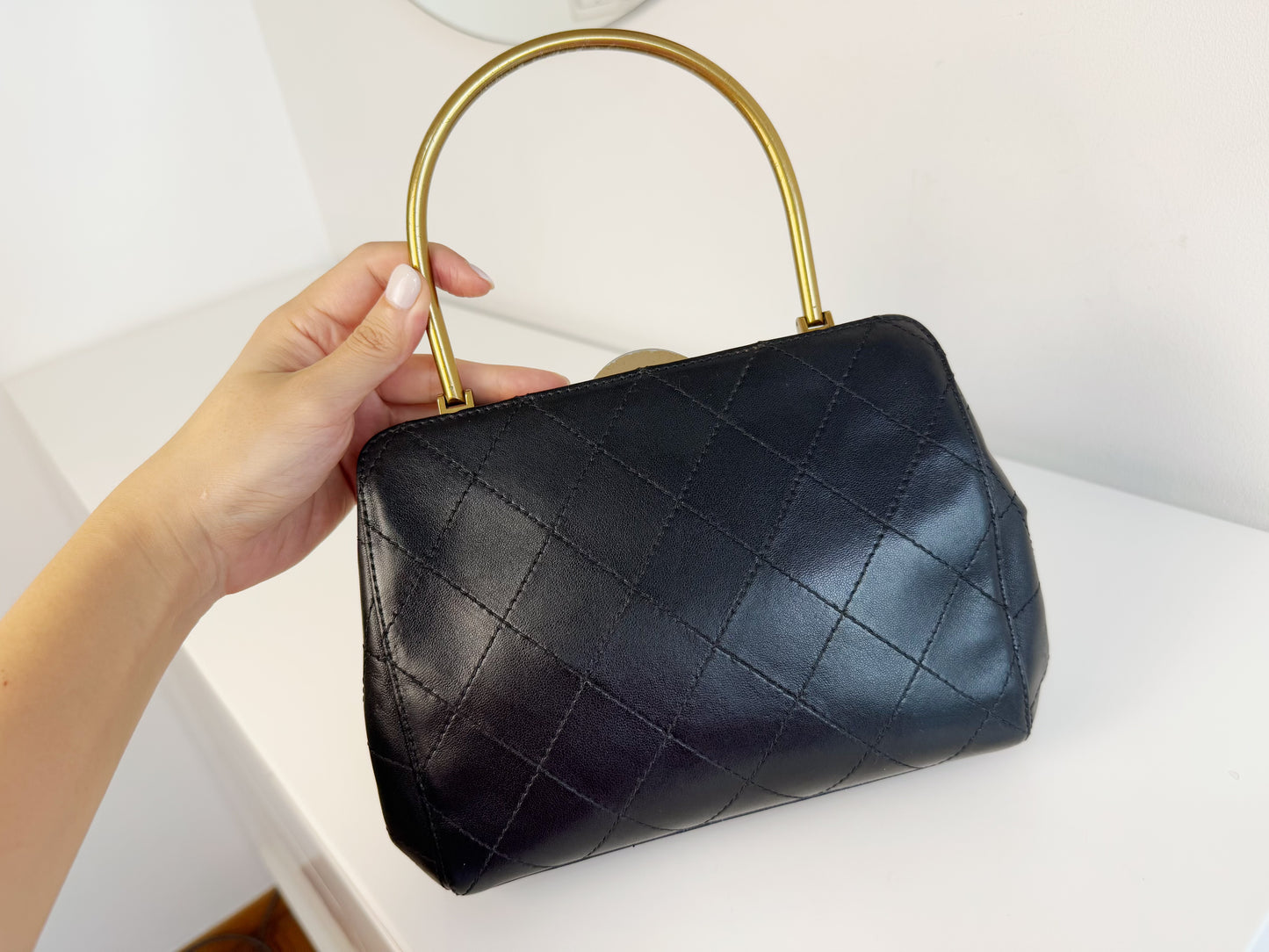 Chanel Vintage Matelasse Calfskin Kisslock Handbag