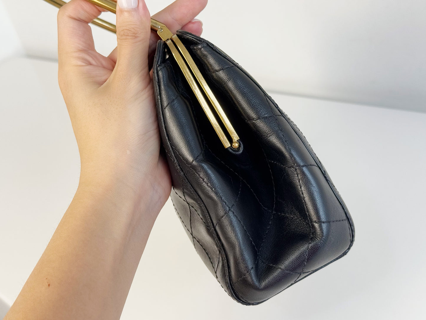 Chanel Vintage Matelasse Calfskin Kisslock Handbag