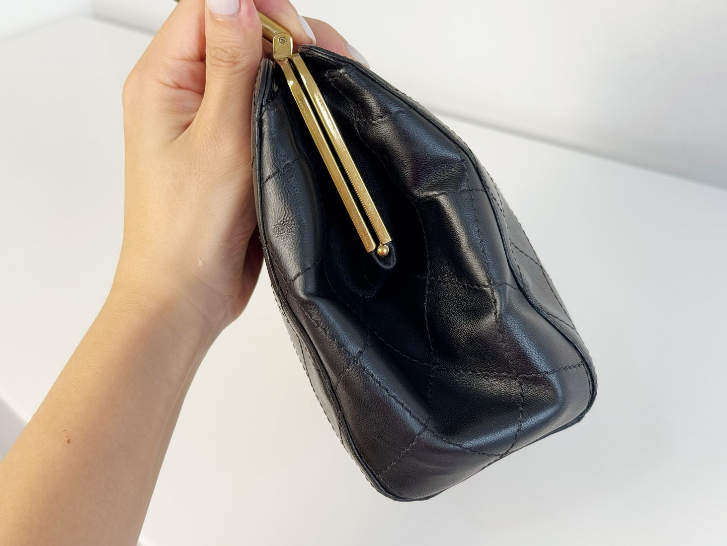 Chanel Vintage Matelasse Calfskin Kisslock Handbag