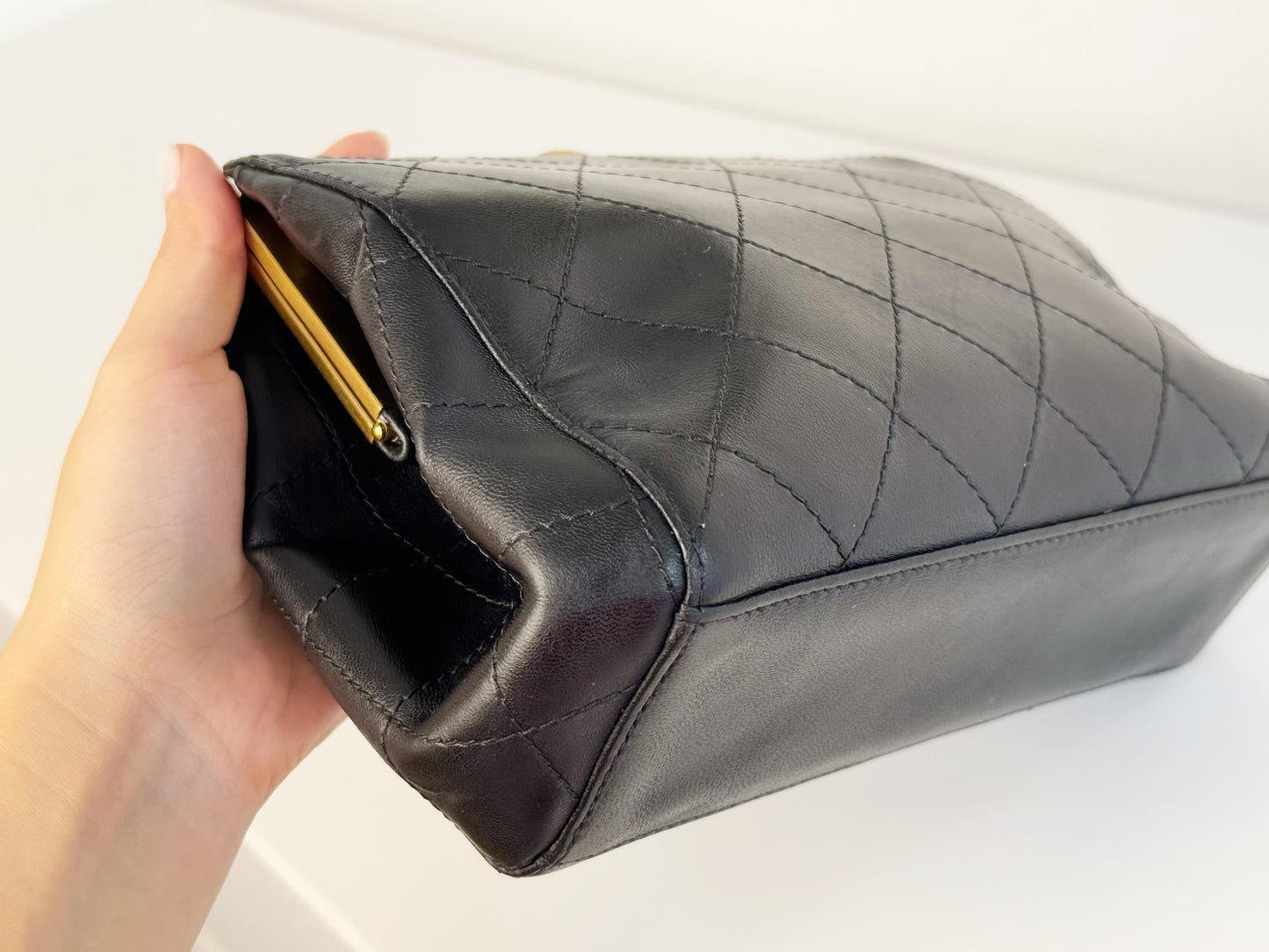 Chanel Vintage Matelasse Calfskin Kisslock Handbag