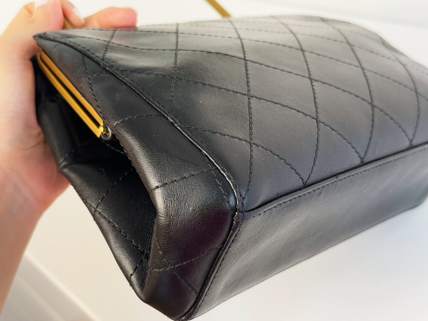 Chanel Vintage Matelasse Calfskin Kisslock Handbag