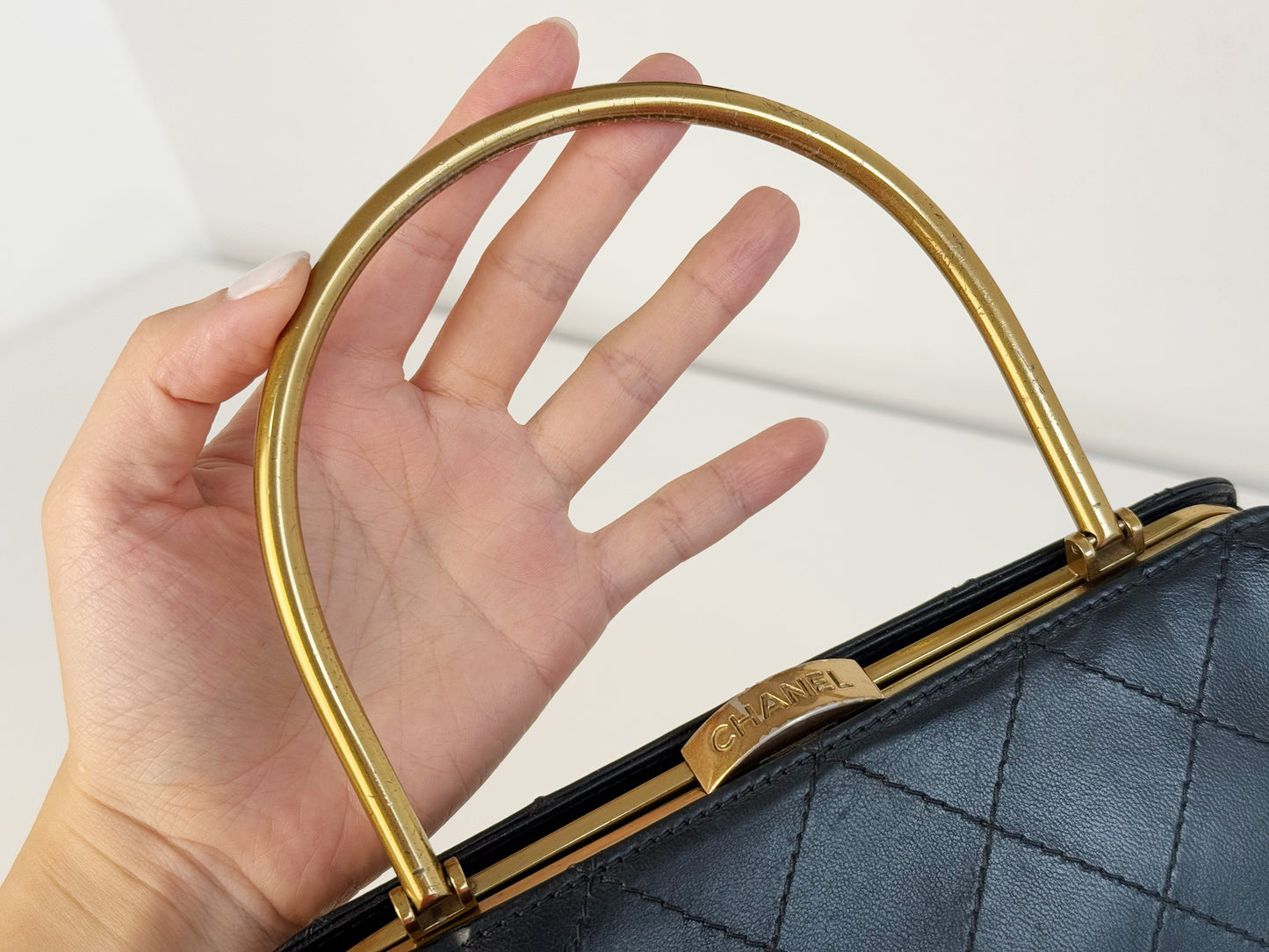 Chanel Vintage Matelasse Calfskin Kisslock Handbag