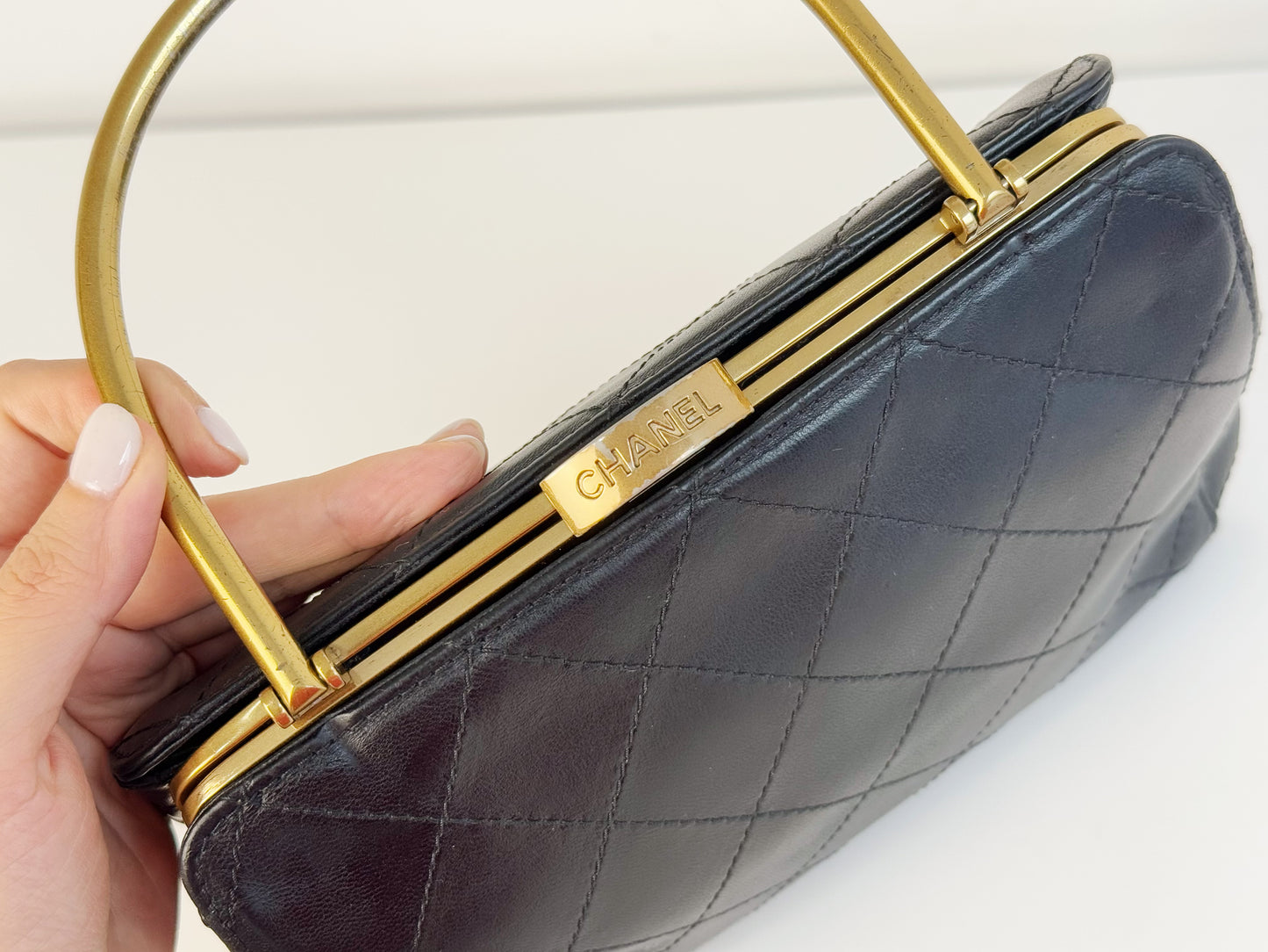 Chanel Vintage Matelasse Calfskin Kisslock Handbag